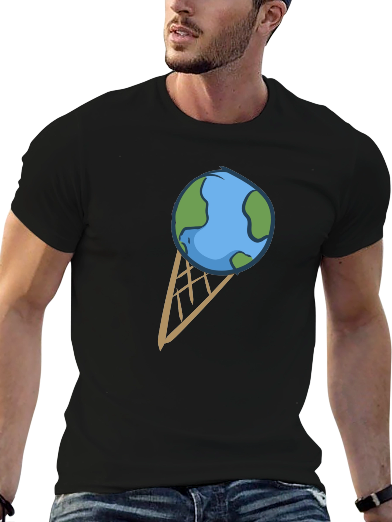 Earth Ice Cream Cone Graphic T-Shirt
