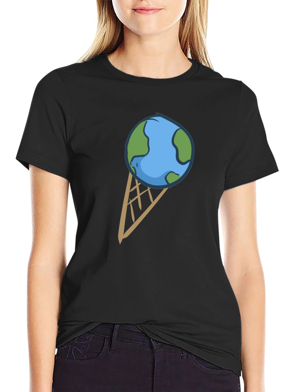 Earth Ice Cream Cone Graphic T-Shirt