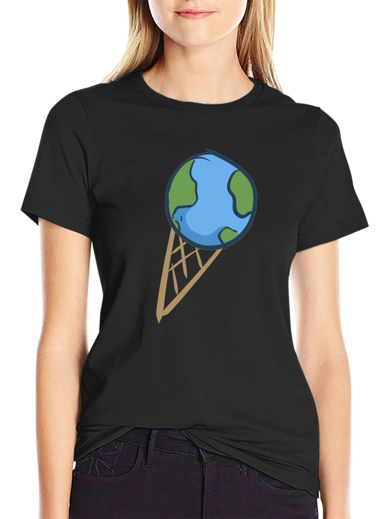 Earth Ice Cream Cone Graphic T-Shirt