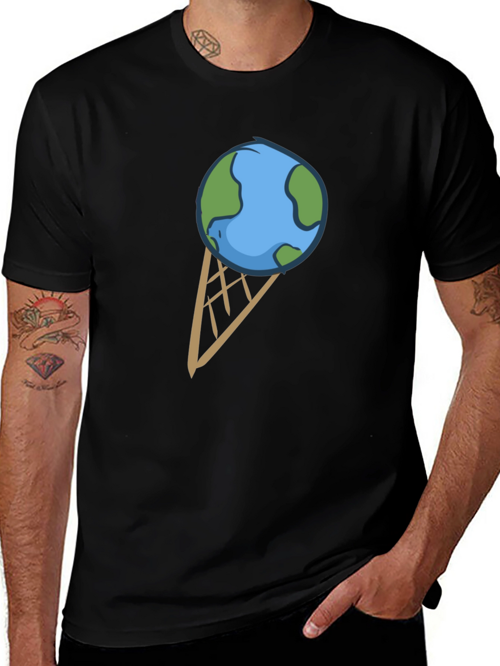 Earth Ice Cream Cone Graphic T-Shirt