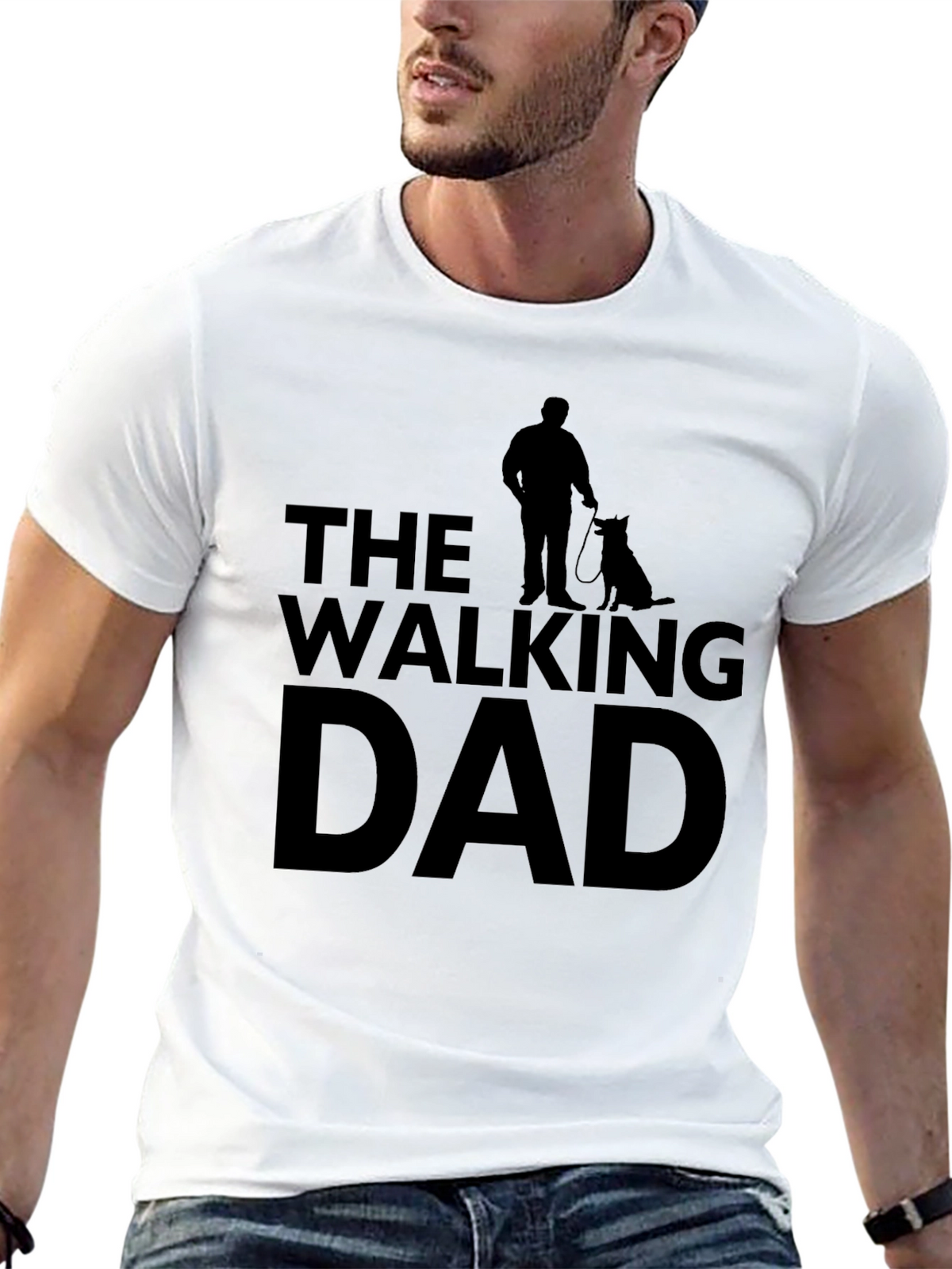 The Walking Dad T-Shirt - Black Graphic Tee for Dog Dads