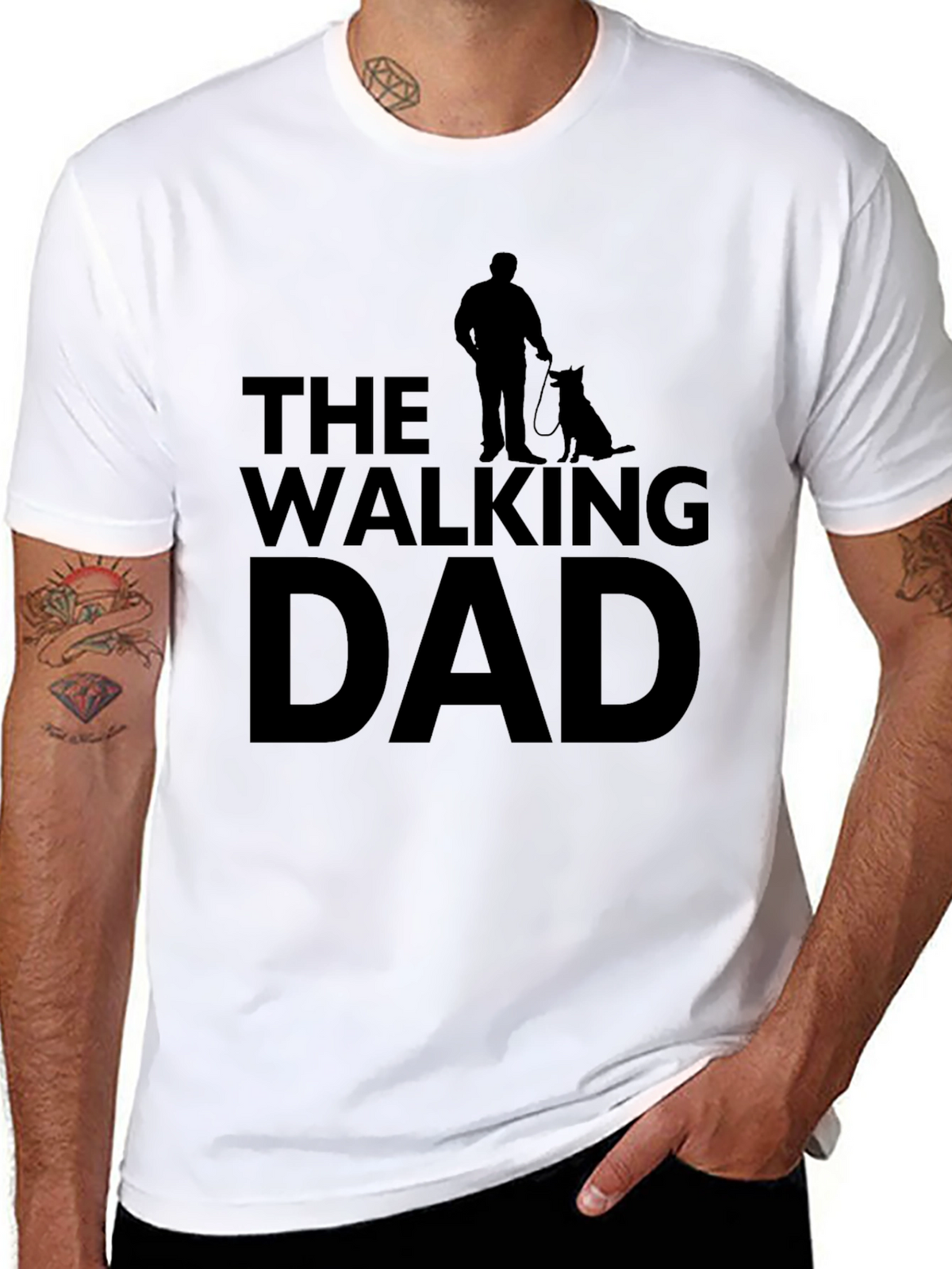 The Walking Dad T-Shirt - Black Graphic Tee for Dog Dads