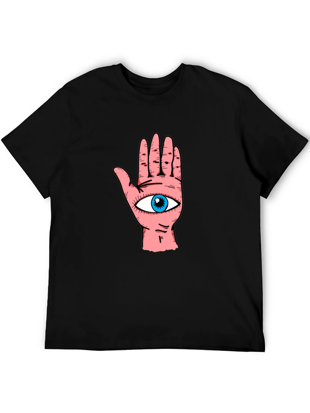Eye Hand Graphic Print Black T-Shirt