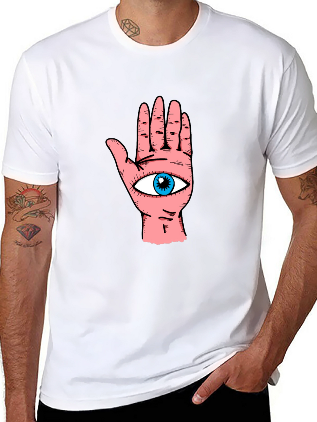 Eye Hand Graphic Print Black T-Shirt