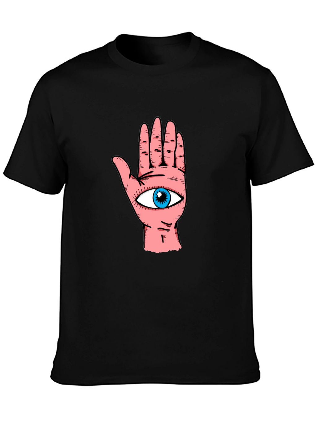 Eye Hand Graphic Print Black T-Shirt