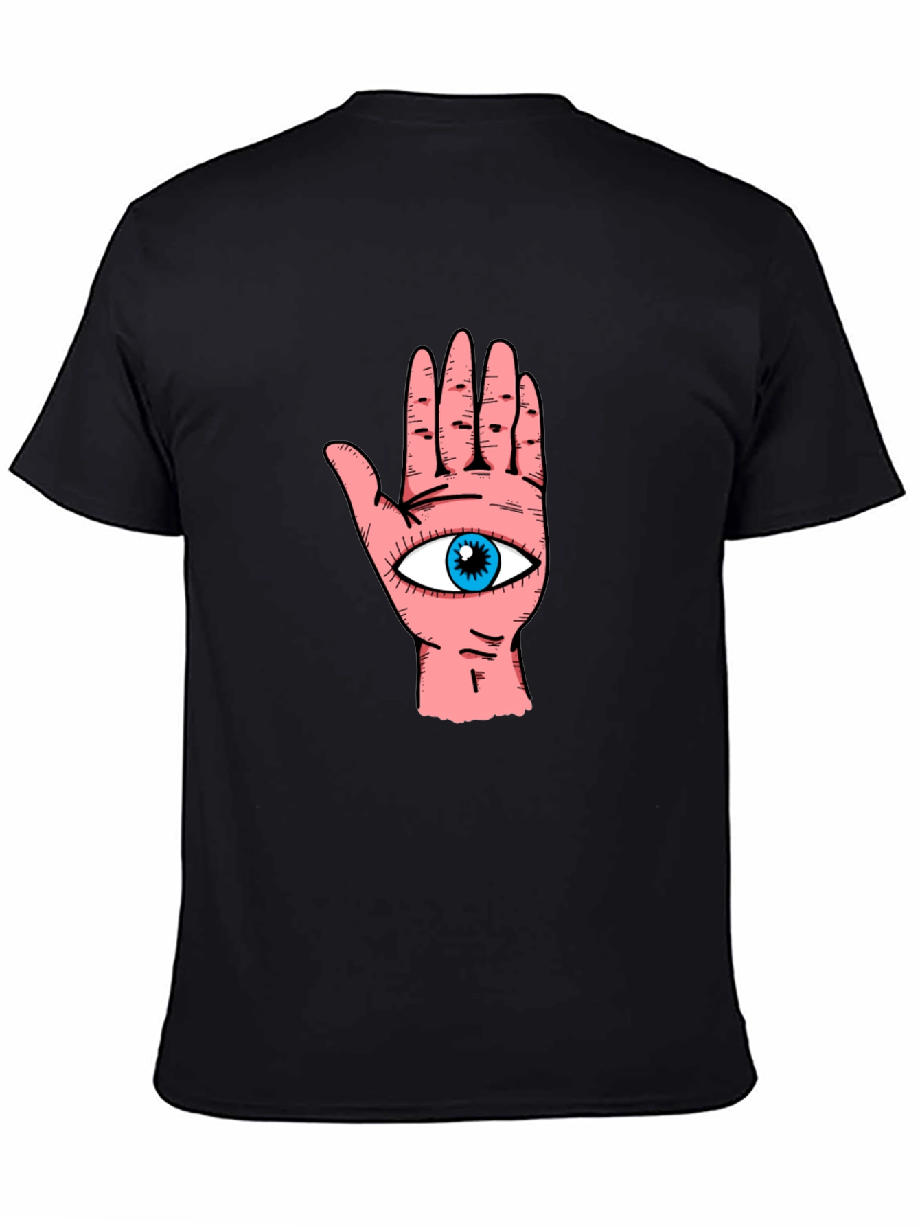 Eye Hand Graphic Print Black T-Shirt