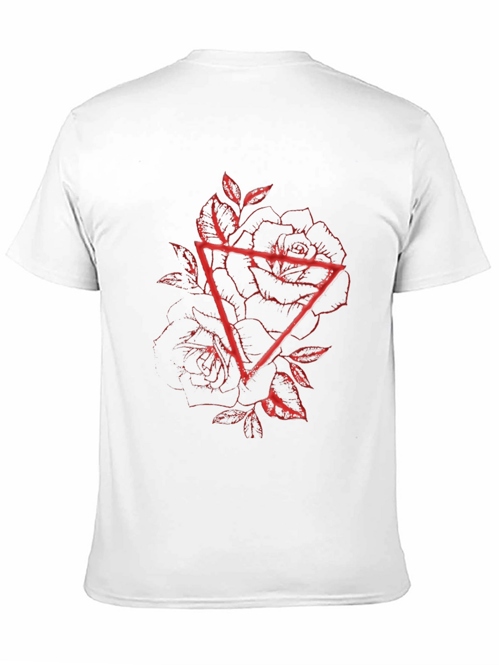 Geometric Rose Graphic Tee - Black Cotton Blend