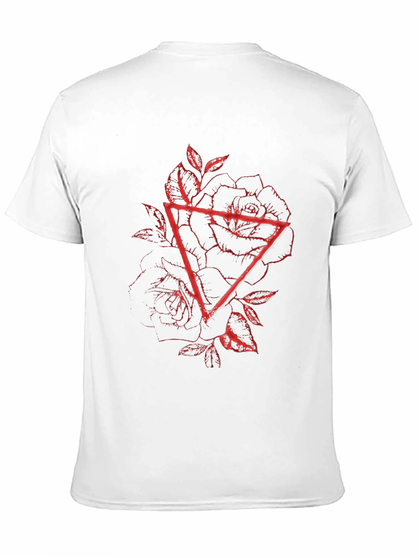 Geometric Rose Graphic Tee - Black Cotton Blend