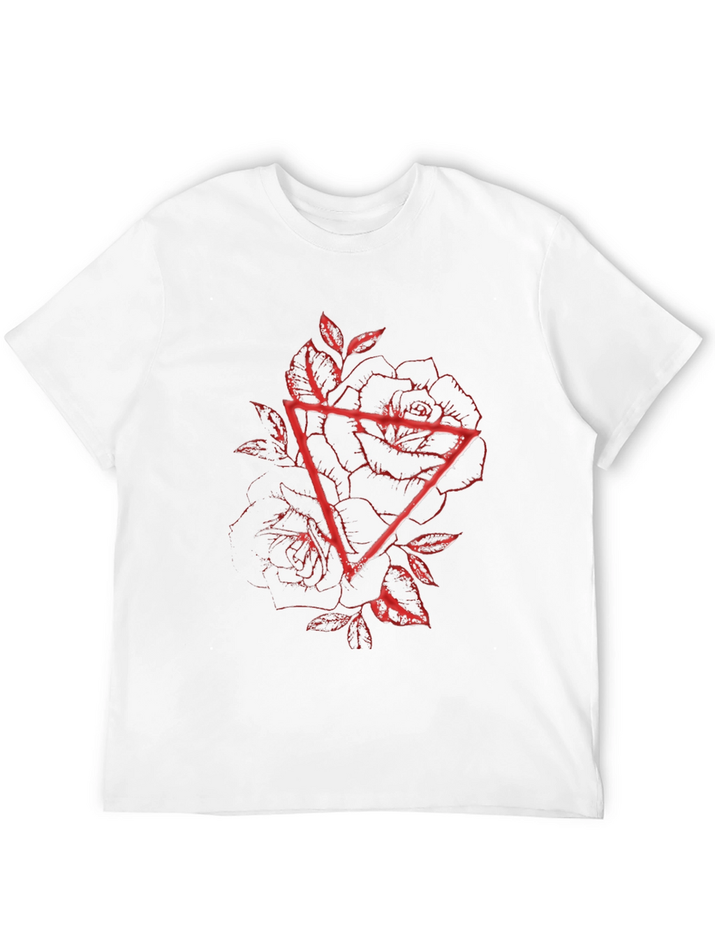 Geometric Rose Graphic Tee - Black Cotton Blend