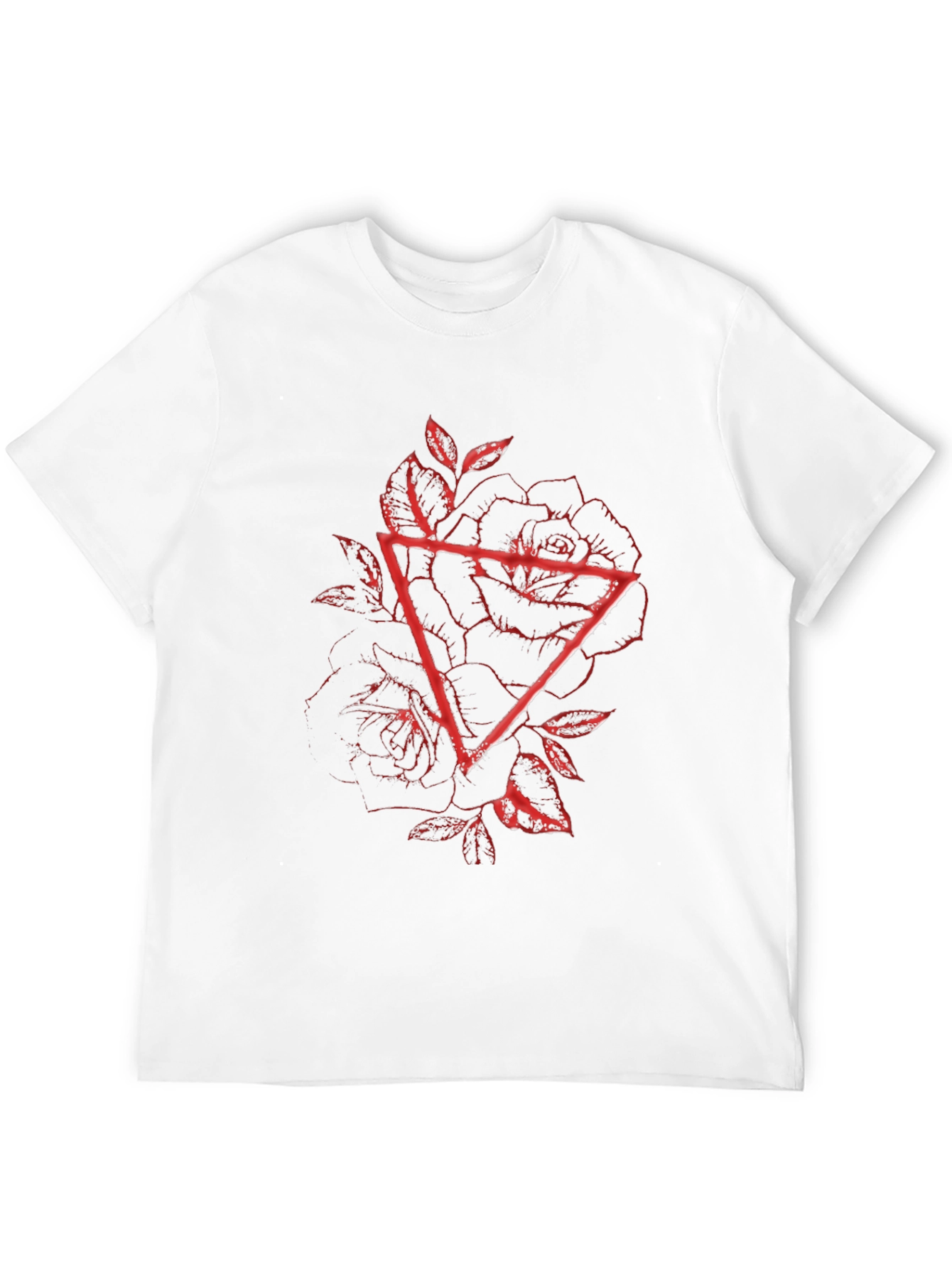Geometric Rose Graphic Tee - Black Cotton Blend