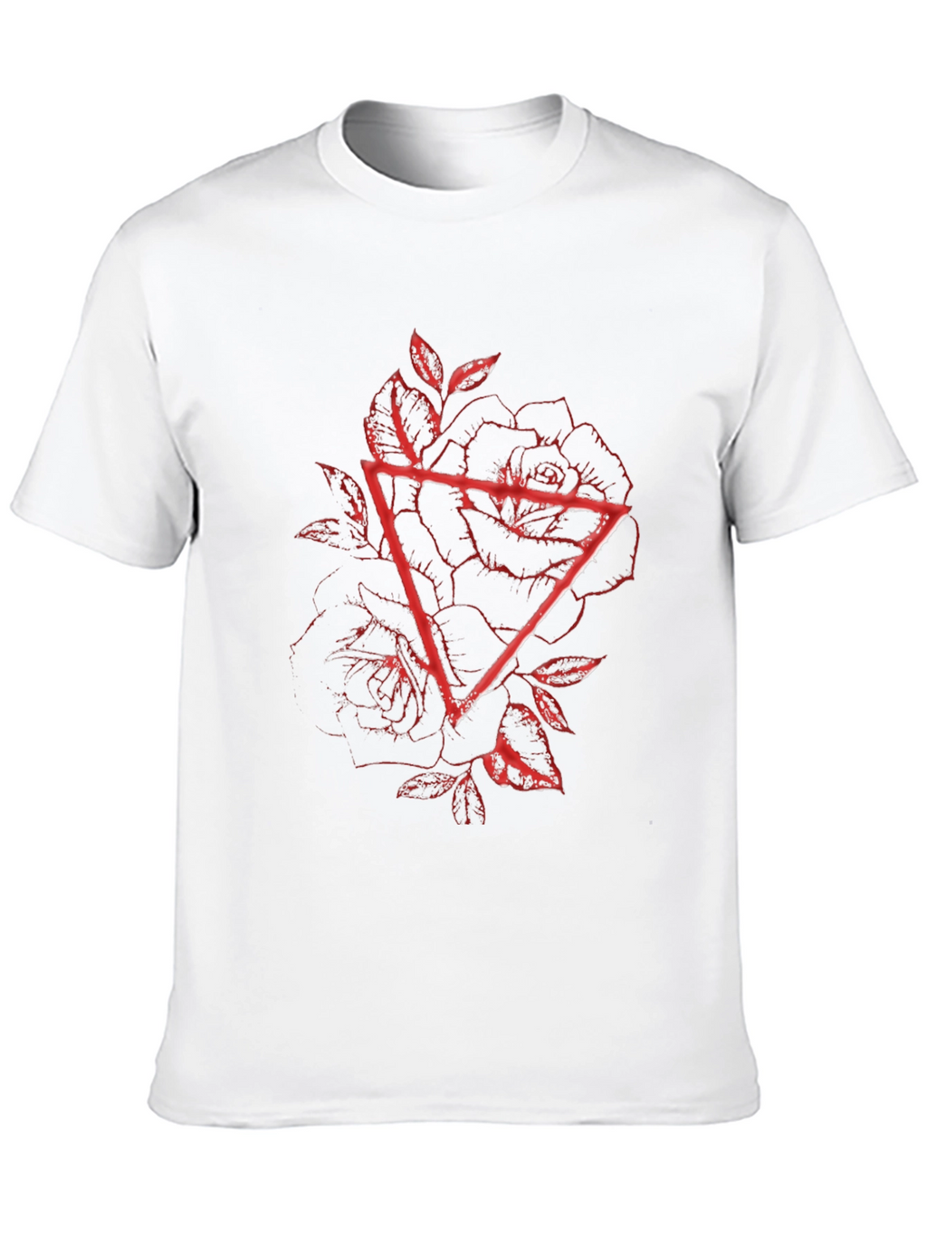 Geometric Rose Graphic Tee - Black Cotton Blend