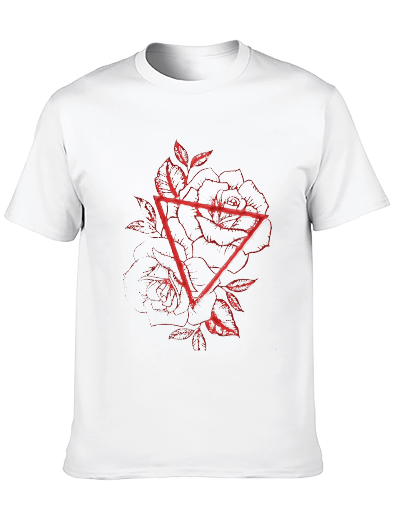 Geometric Rose Graphic Tee - Black Cotton Blend