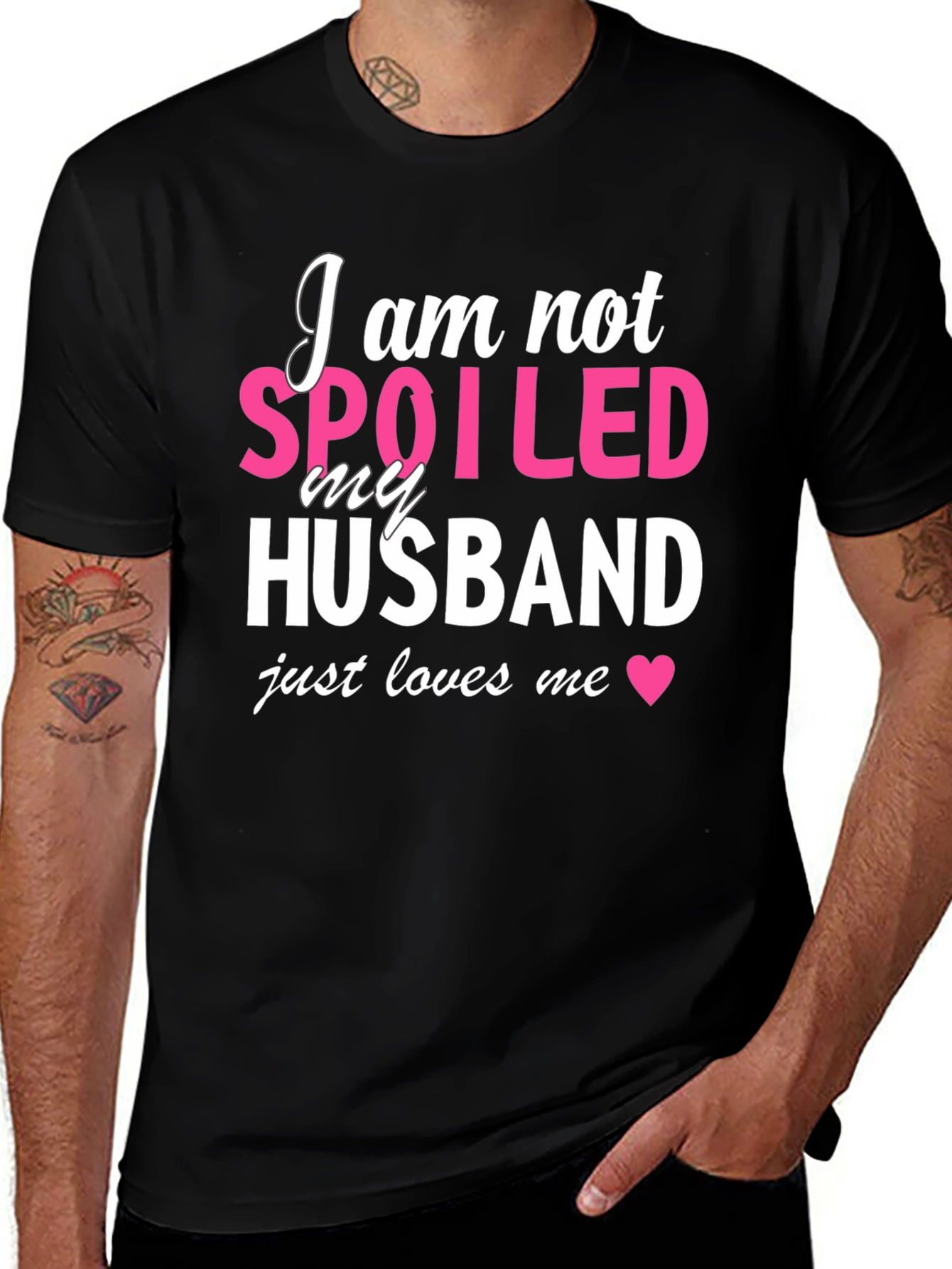 Spoiled Husband Graphic T-Shirt - Black Cotton Tee