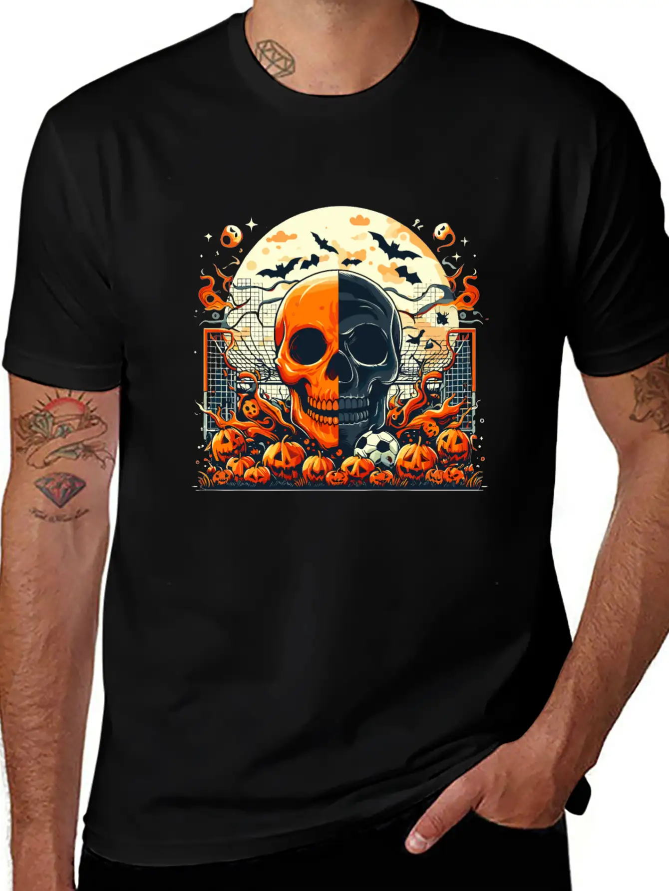 Halloween And Half Soccer Art Timeless Short Sleeve Tee – Comfy And Minimalist Design