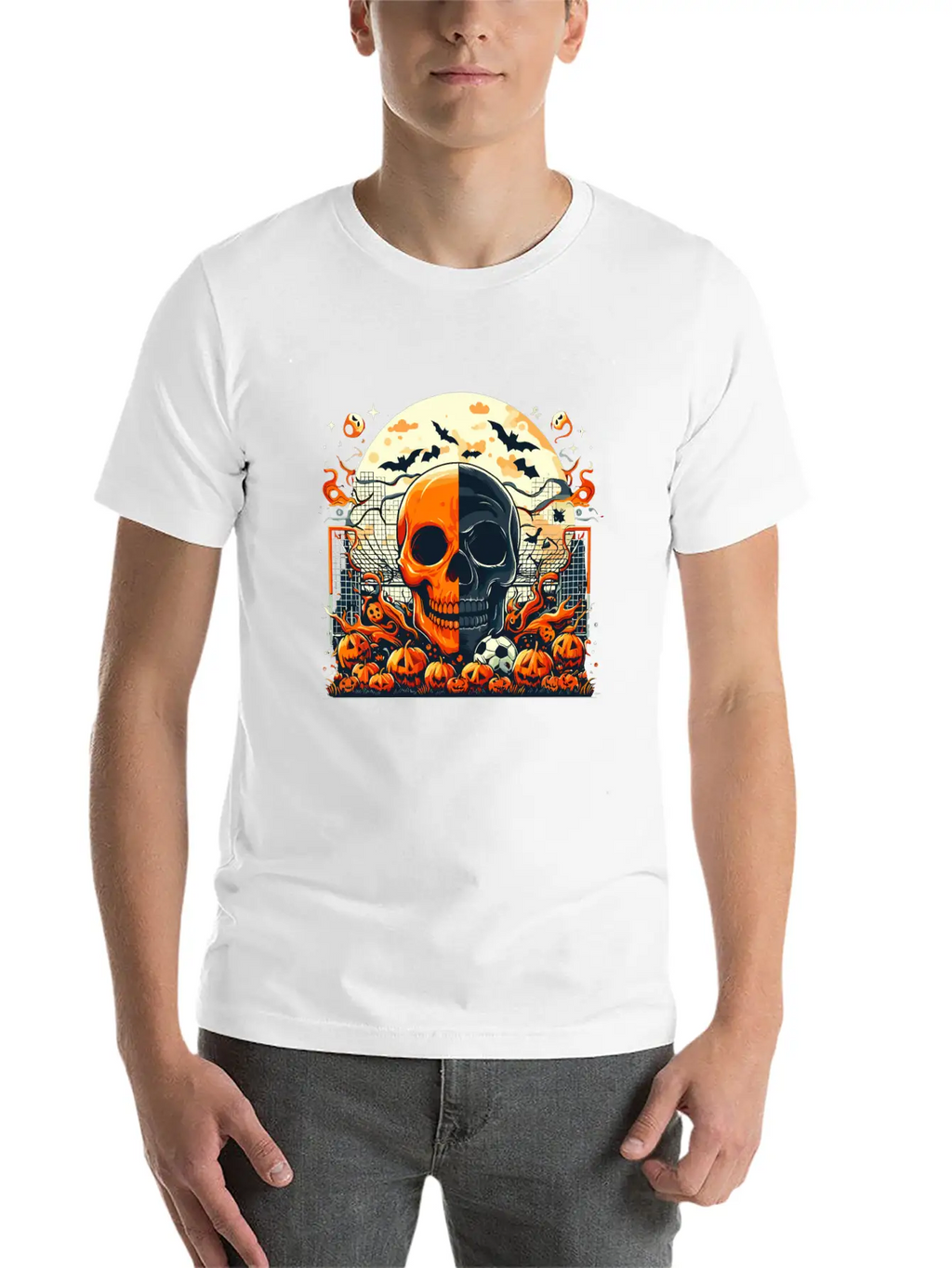 Halloween And Half Soccer Art Timeless Short Sleeve Tee – Comfy And Minimalist Design