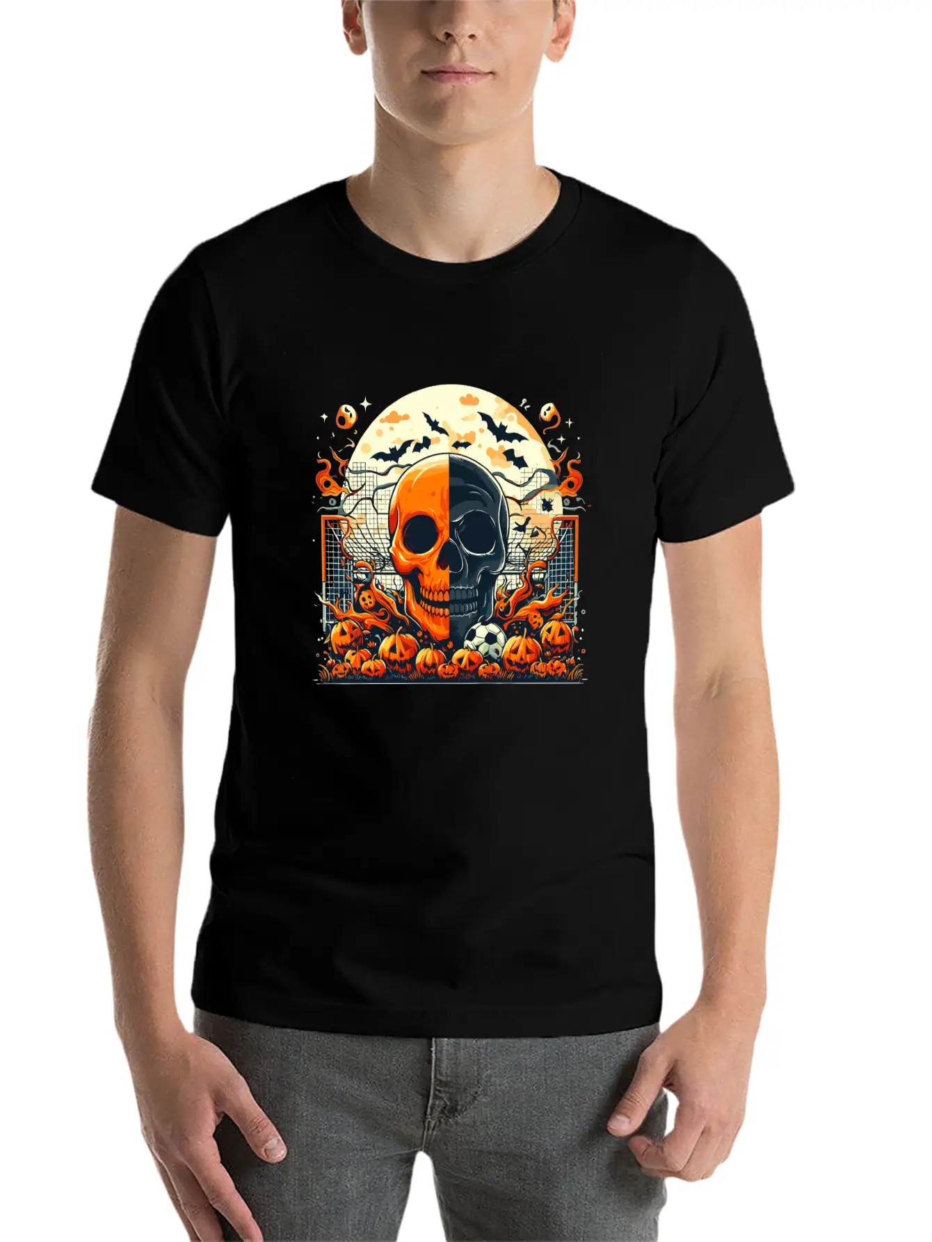 Halloween And Half Soccer Art Timeless Short Sleeve Tee – Comfy And Minimalist Design