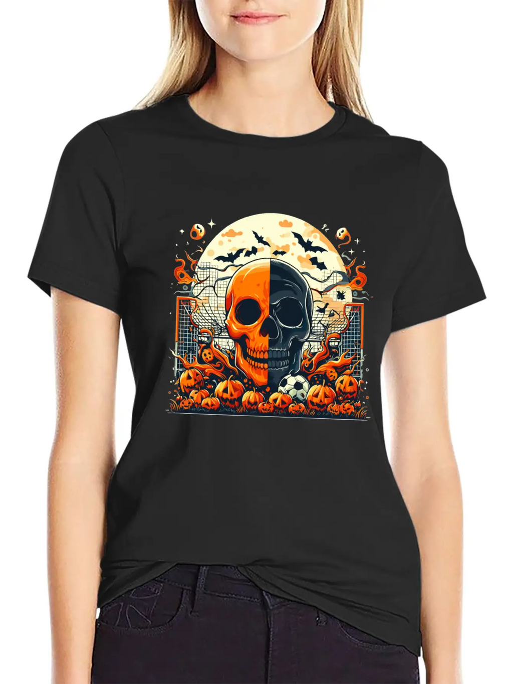 Halloween And Half Soccer Art Timeless Short Sleeve Tee – Comfy And Minimalist Design