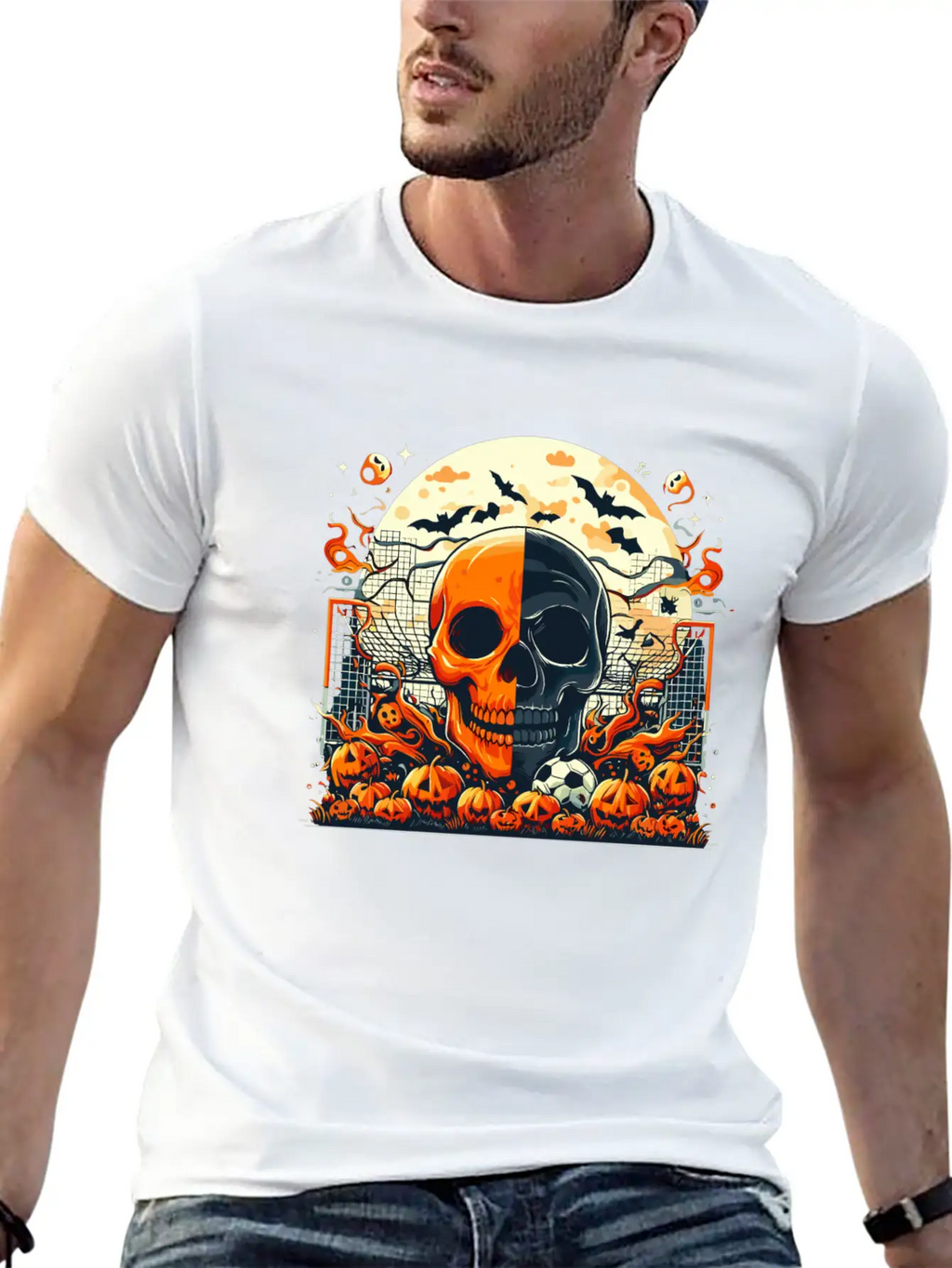 Halloween And Half Soccer Art Timeless Short Sleeve Tee – Comfy And Minimalist Design