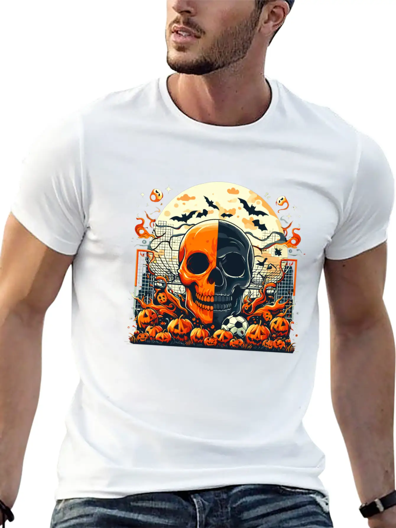 Halloween And Half Soccer Art Timeless Short Sleeve Tee – Comfy And Minimalist Design