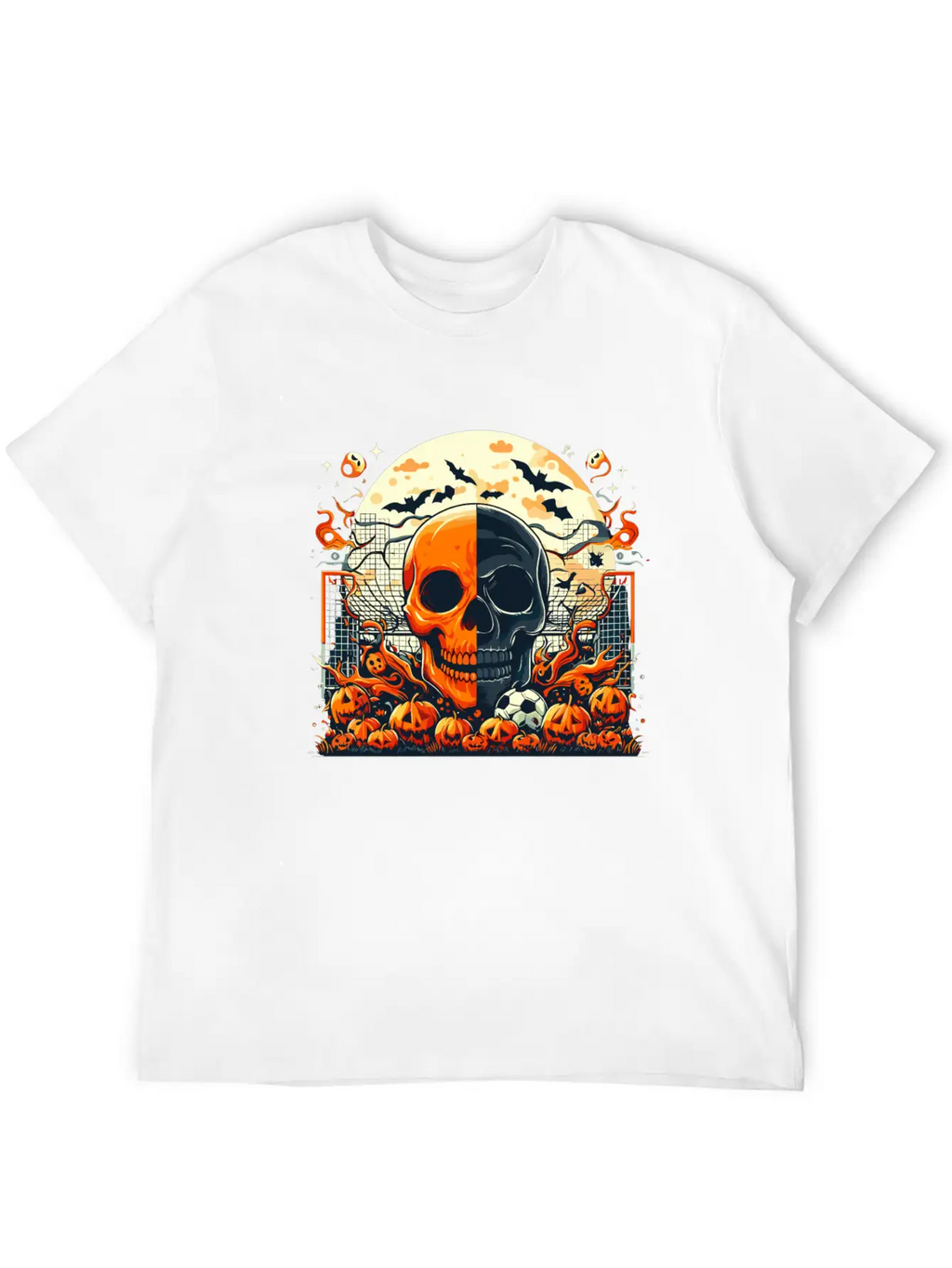 Halloween And Half Soccer Art Timeless Short Sleeve Tee – Comfy And Minimalist Design