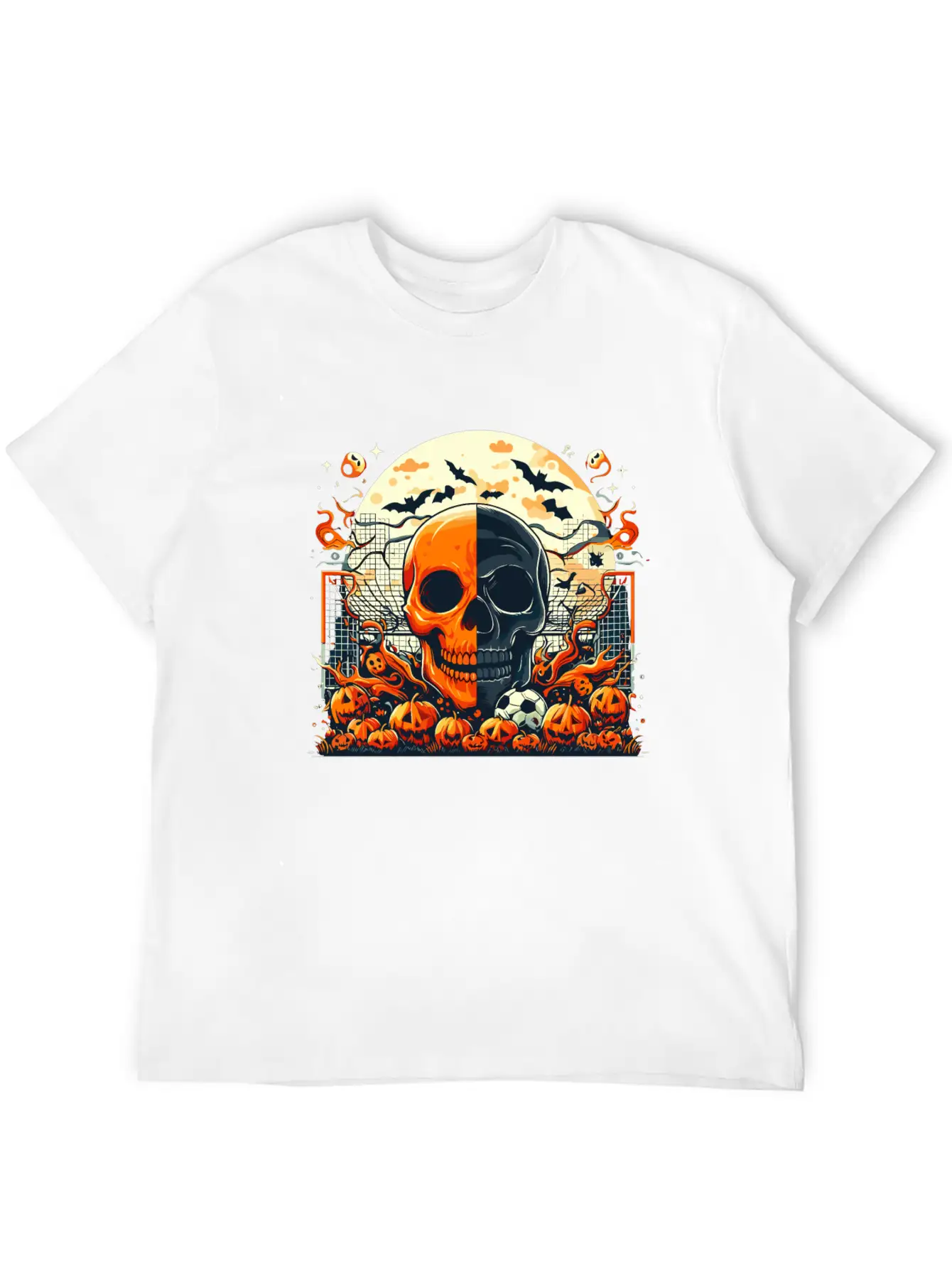 Halloween And Half Soccer Art Timeless Short Sleeve Tee – Comfy And Minimalist Design