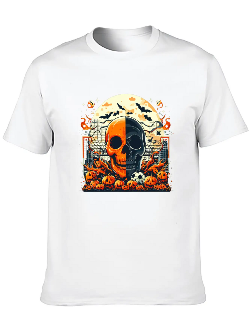 Halloween And Half Soccer Art Timeless Short Sleeve Tee – Comfy And Minimalist Design