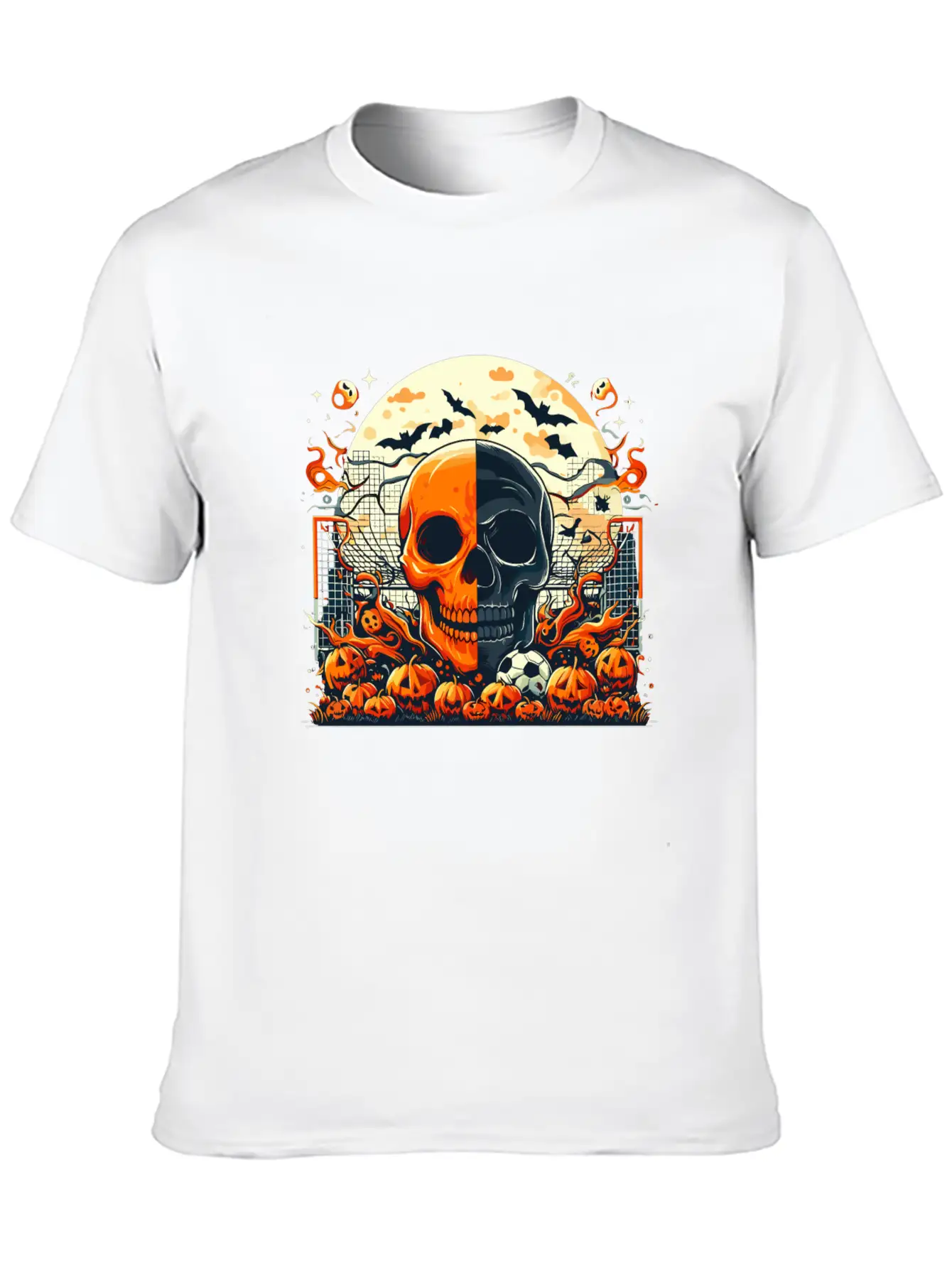 Halloween And Half Soccer Art Timeless Short Sleeve Tee – Comfy And Minimalist Design