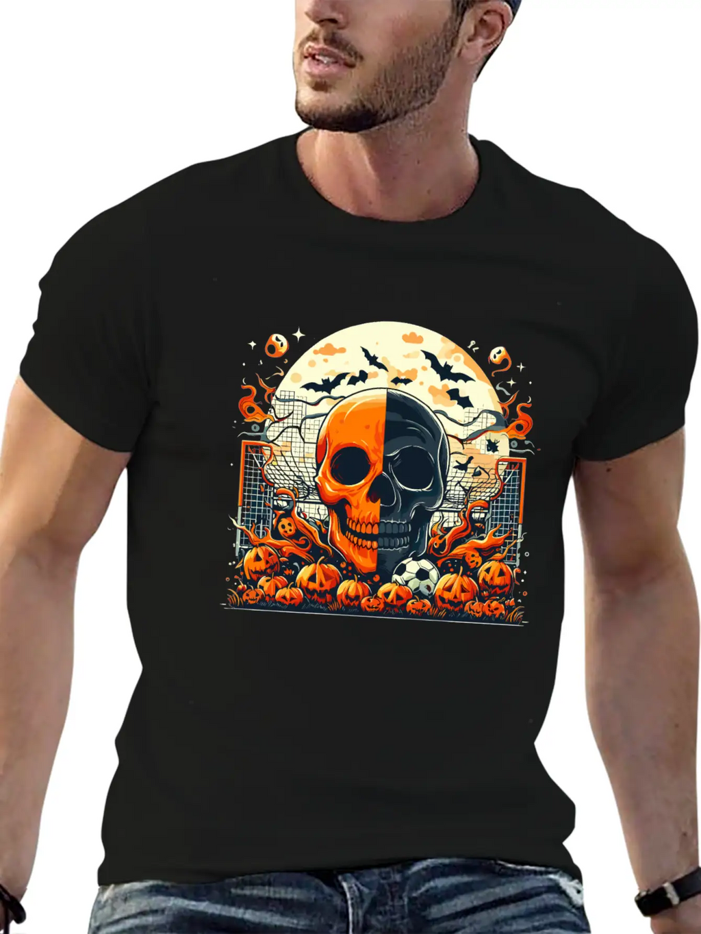 Halloween And Half Soccer Art Timeless Short Sleeve Tee – Comfy And Minimalist Design
