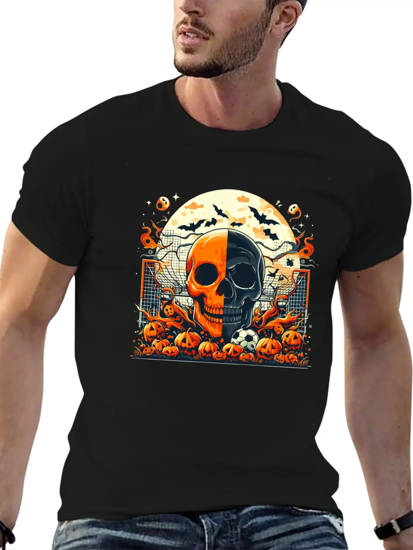Halloween And Half Soccer Art Timeless Short Sleeve Tee – Comfy And Minimalist Design