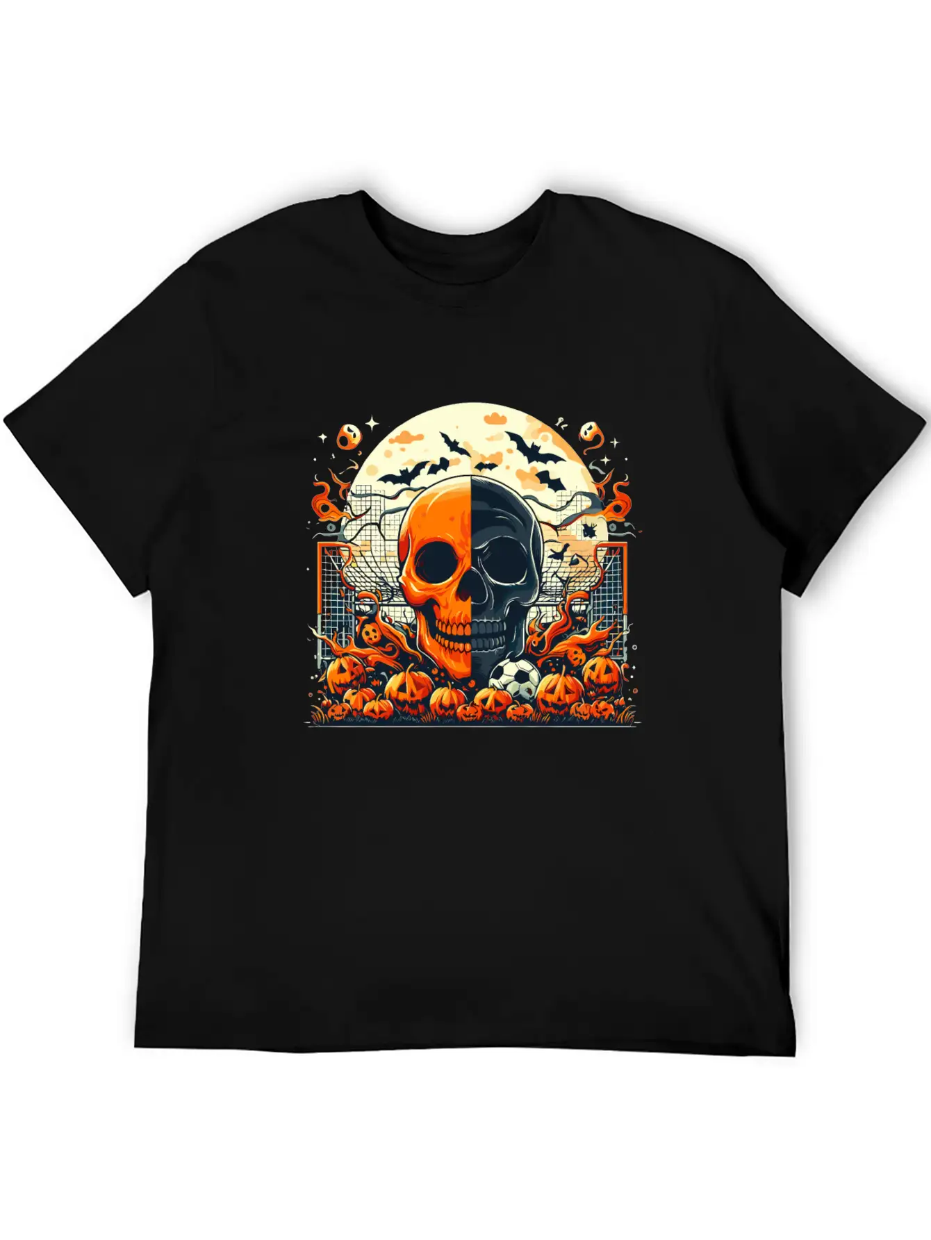 Halloween And Half Soccer Art Timeless Short Sleeve Tee – Comfy And Minimalist Design