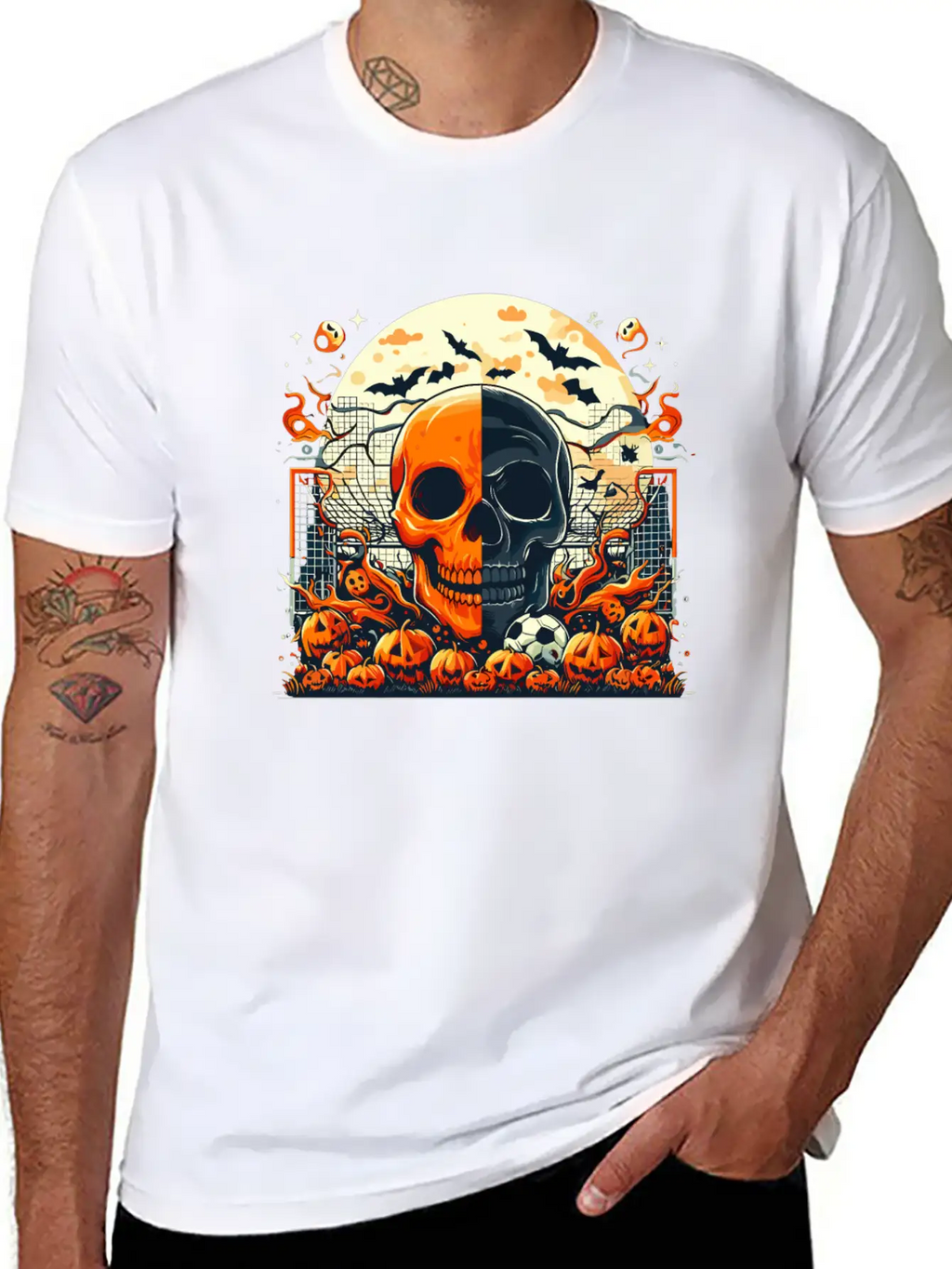 Halloween And Half Soccer Art Timeless Short Sleeve Tee – Comfy And Minimalist Design
