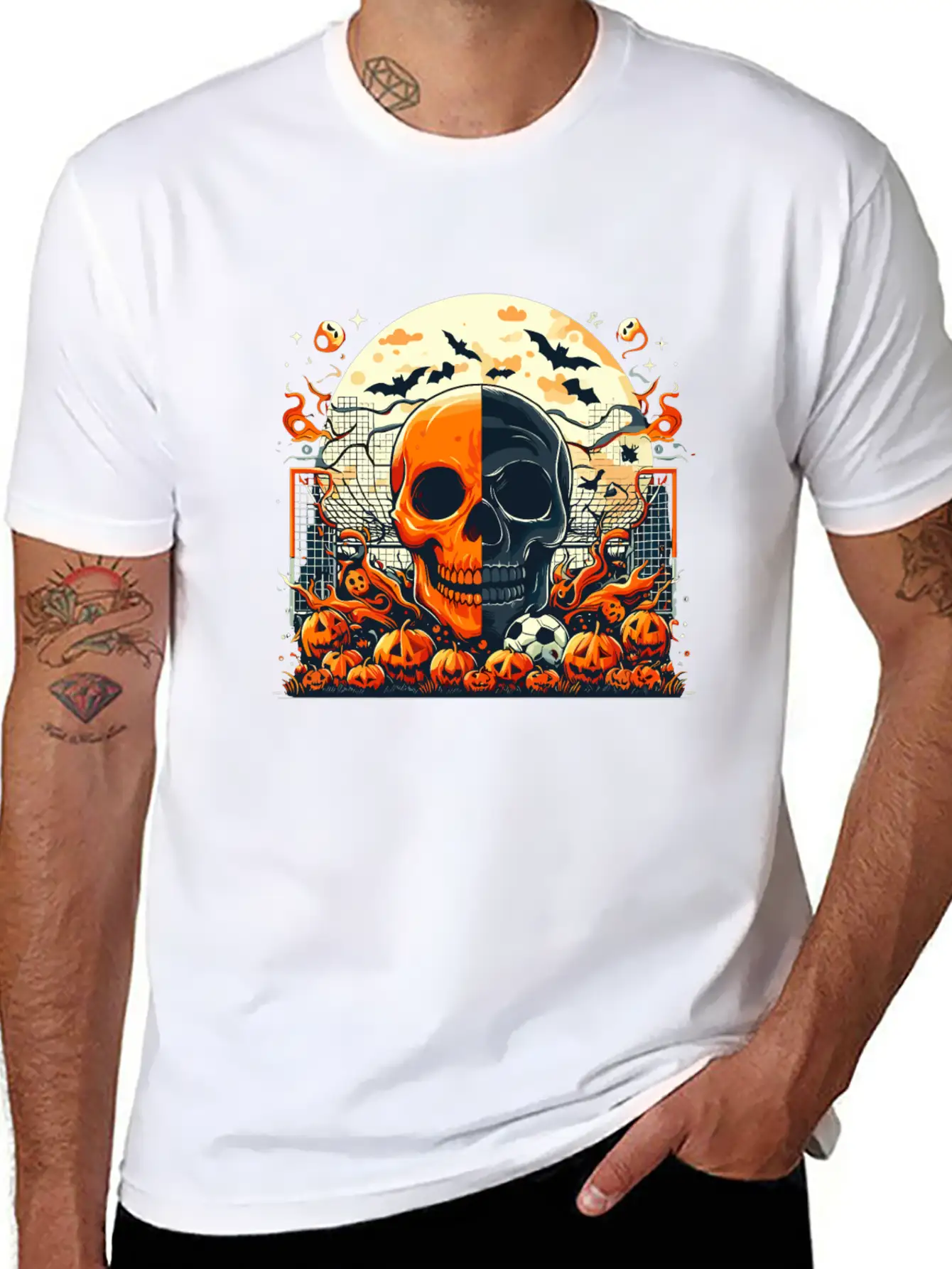 Halloween And Half Soccer Art Timeless Short Sleeve Tee – Comfy And Minimalist Design