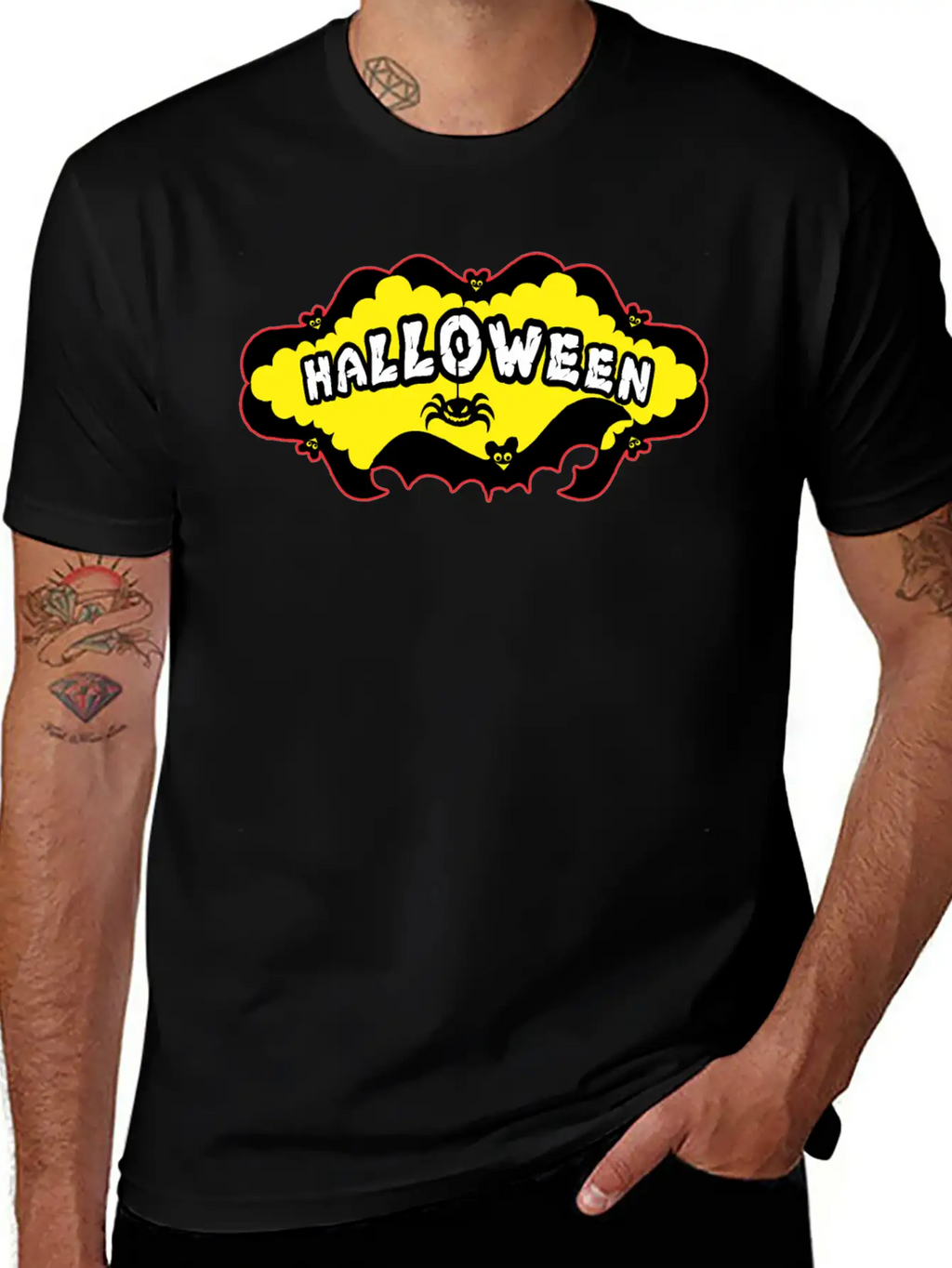 Halloween Bats And A Spider Relaxed Everyday Tee – Lightweight And Durable Cotton