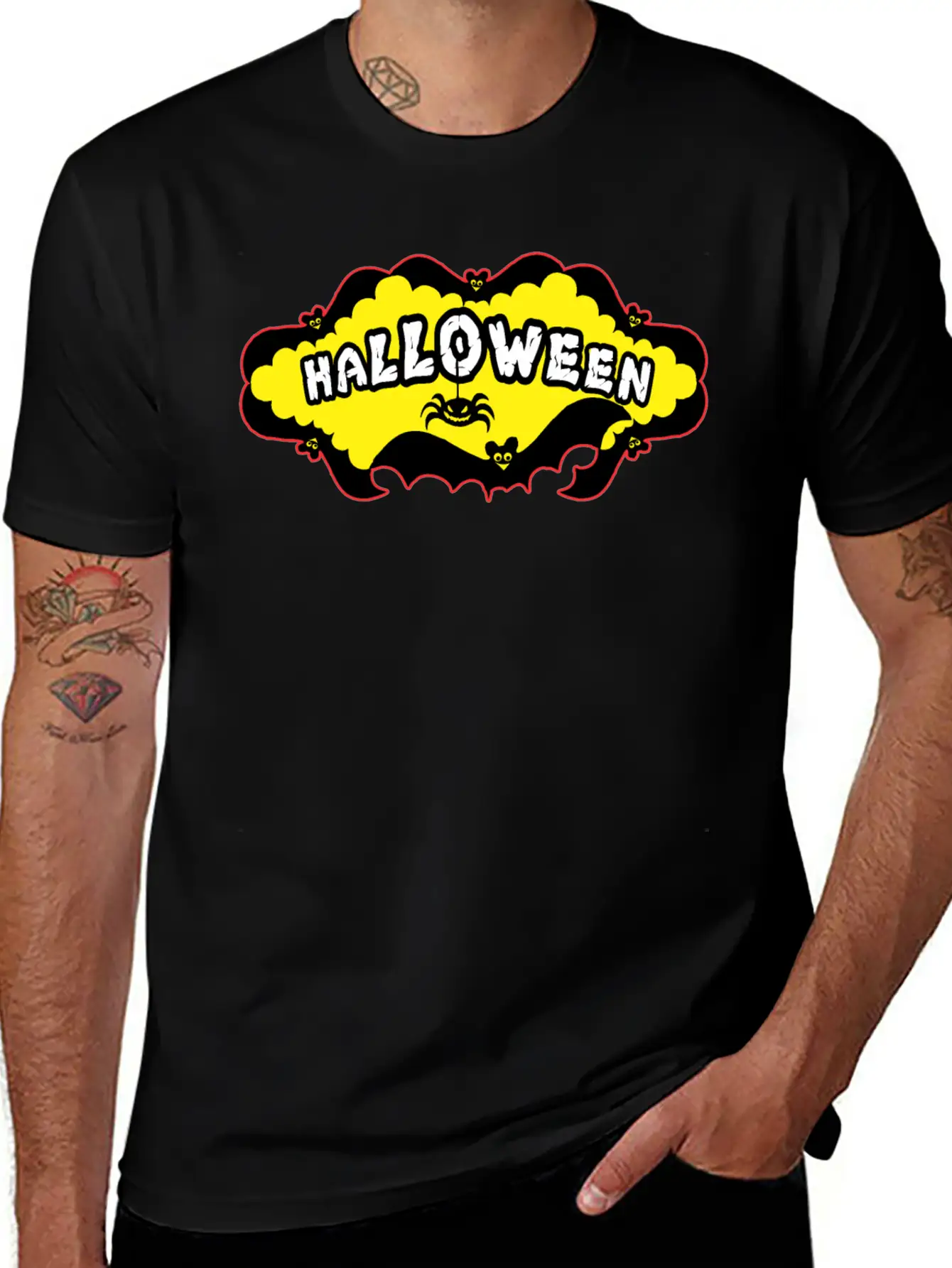 Halloween Bats And A Spider Relaxed Everyday Tee – Lightweight And Durable Cotton