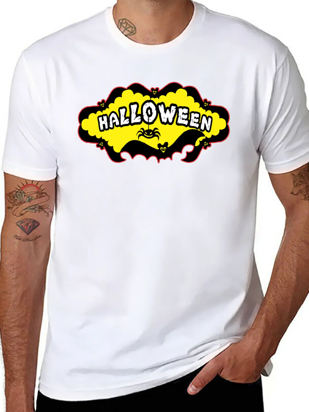 Halloween Bats And A Spider Relaxed Everyday Tee – Lightweight And Durable Cotton