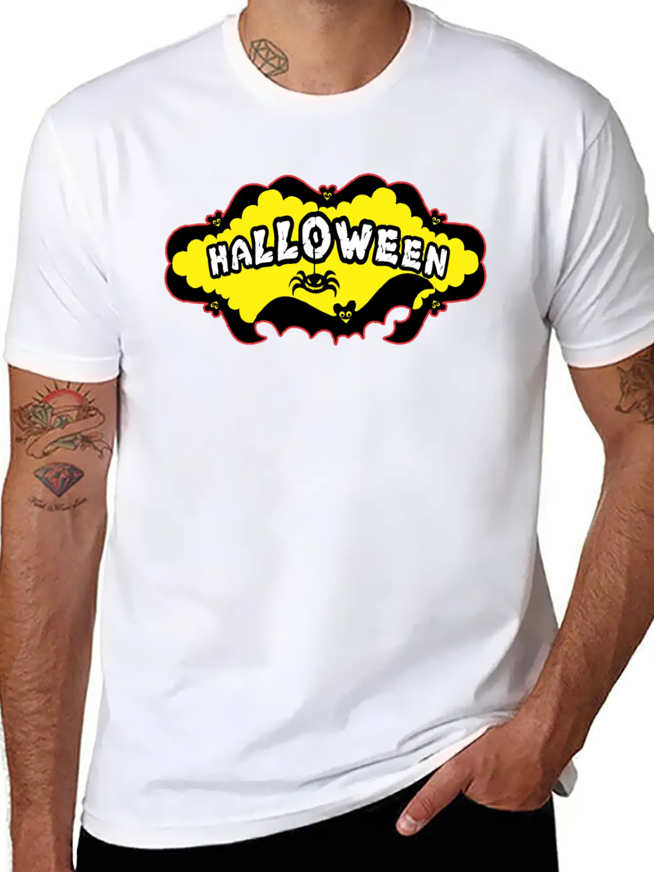 Halloween Bats And A Spider Relaxed Everyday Tee – Lightweight And Durable Cotton