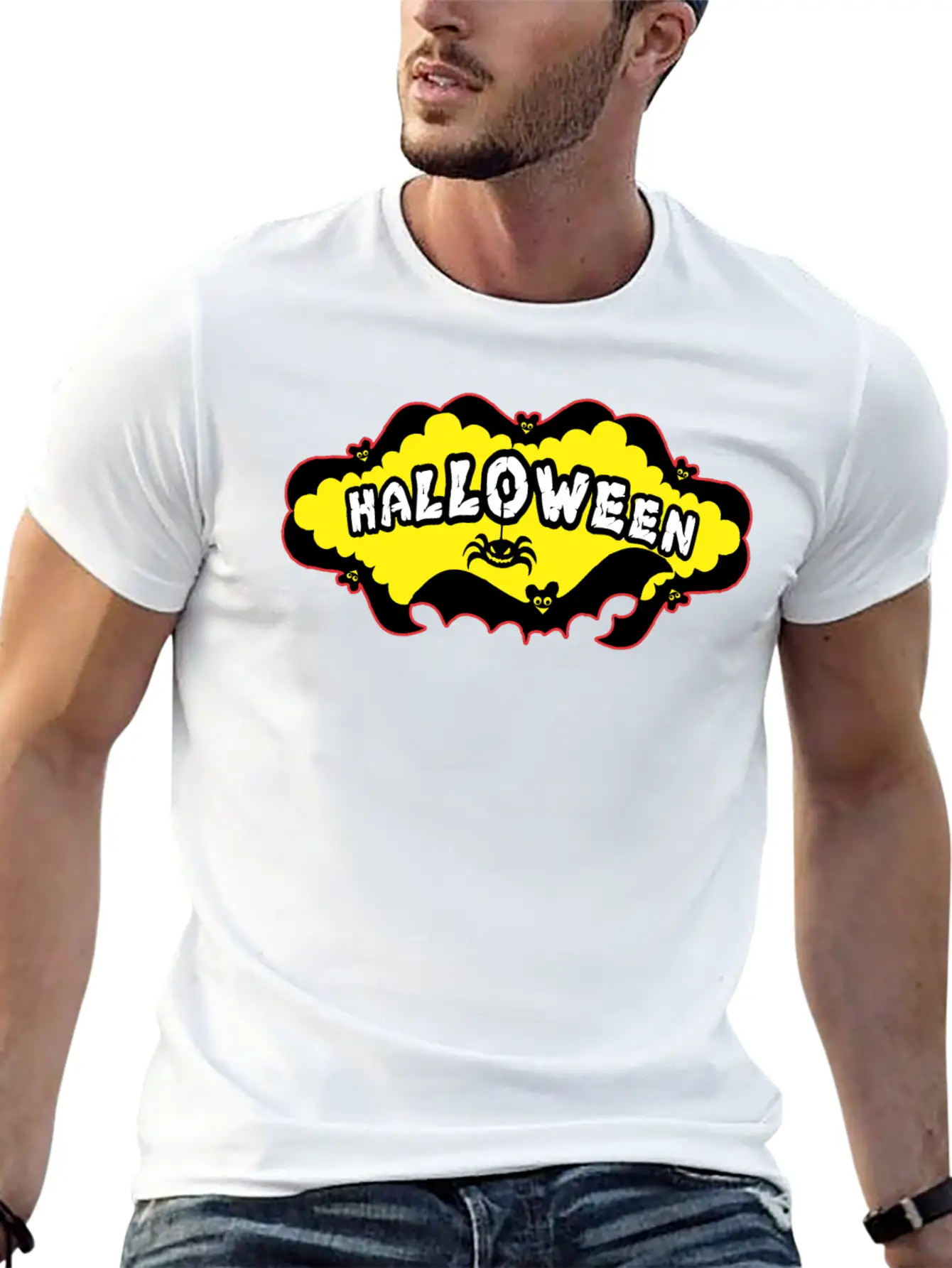 Halloween Bats And A Spider Relaxed Everyday Tee – Lightweight And Durable Cotton