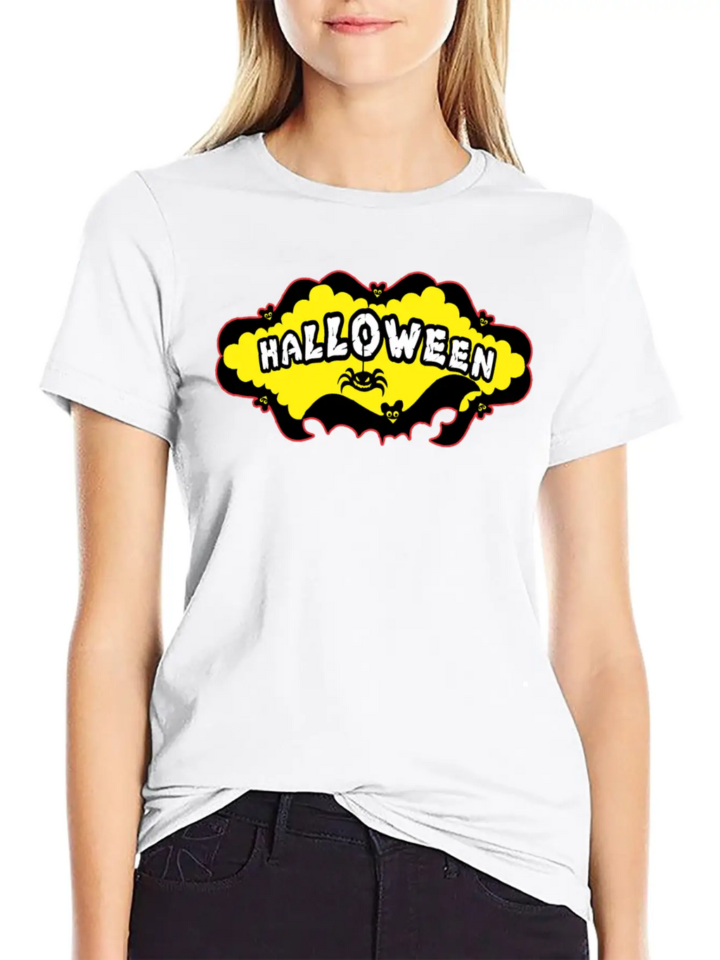 Halloween Bats And A Spider Relaxed Everyday Tee – Lightweight And Durable Cotton