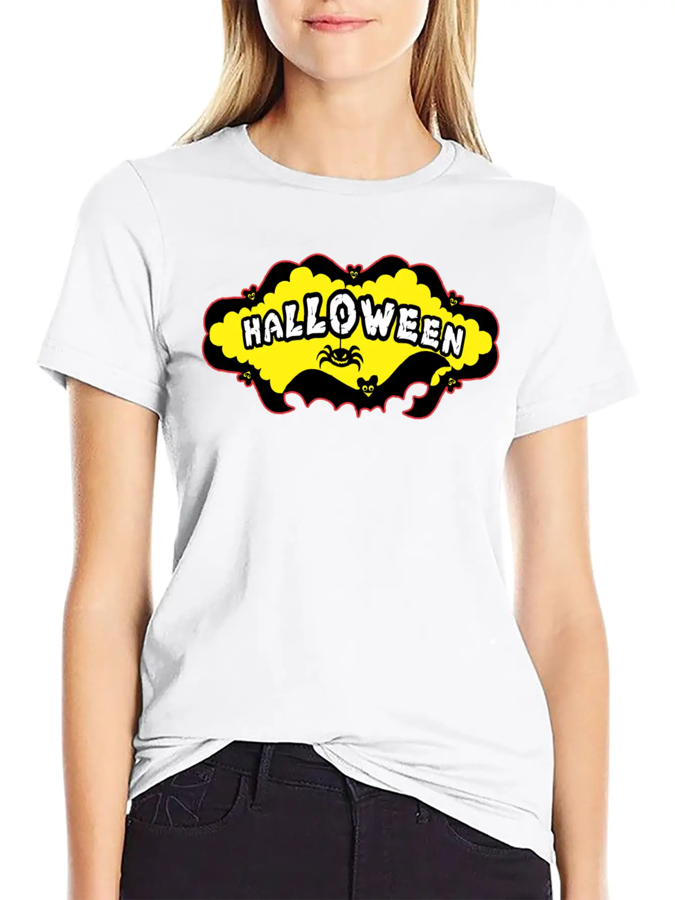Halloween Bats And A Spider Relaxed Everyday Tee – Lightweight And Durable Cotton
