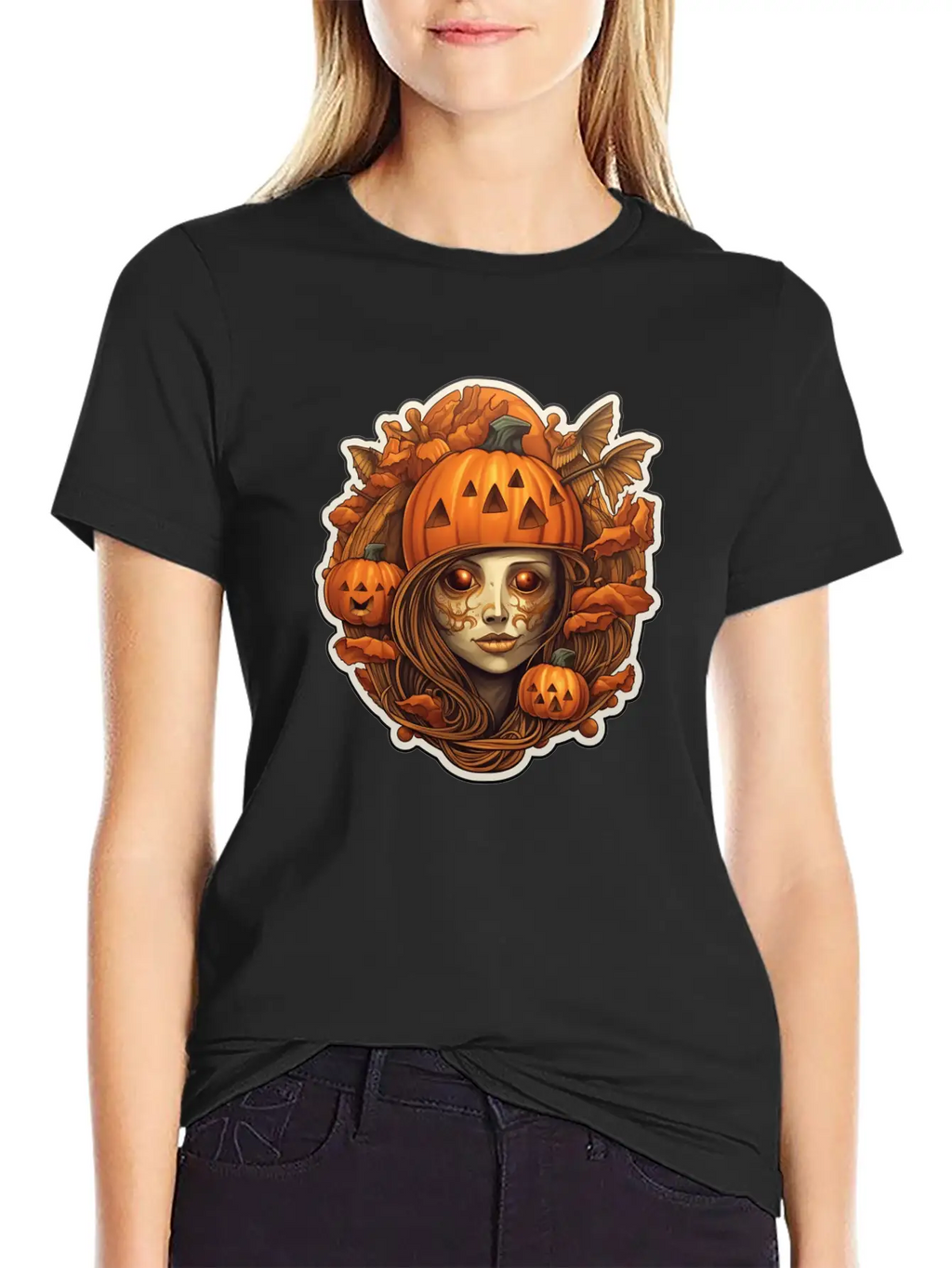 Halloween Cute Girl Breathable Graphic T-Shirt – Perfect For Casual Days