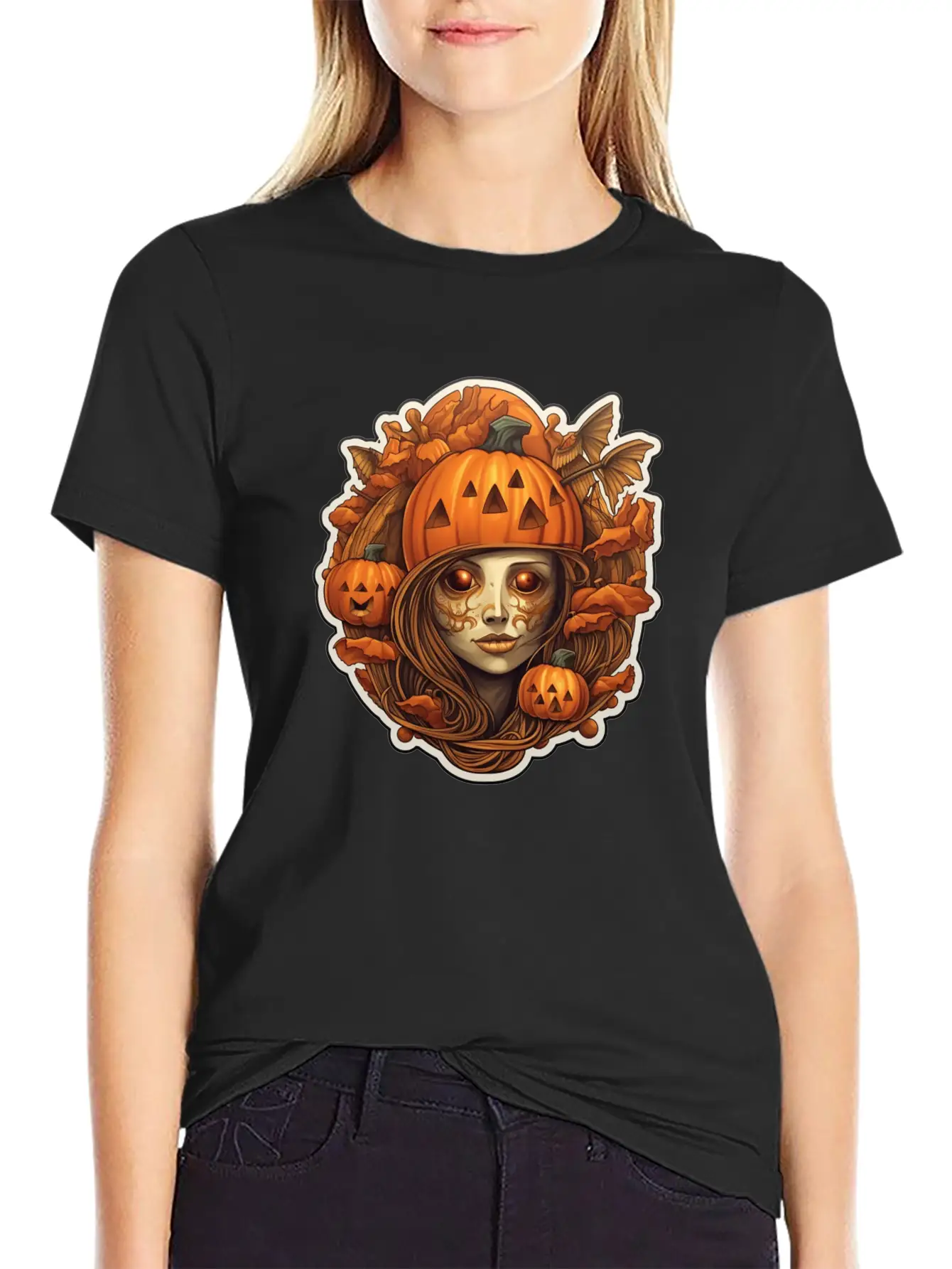 Halloween Cute Girl Breathable Graphic T-Shirt – Perfect For Casual Days