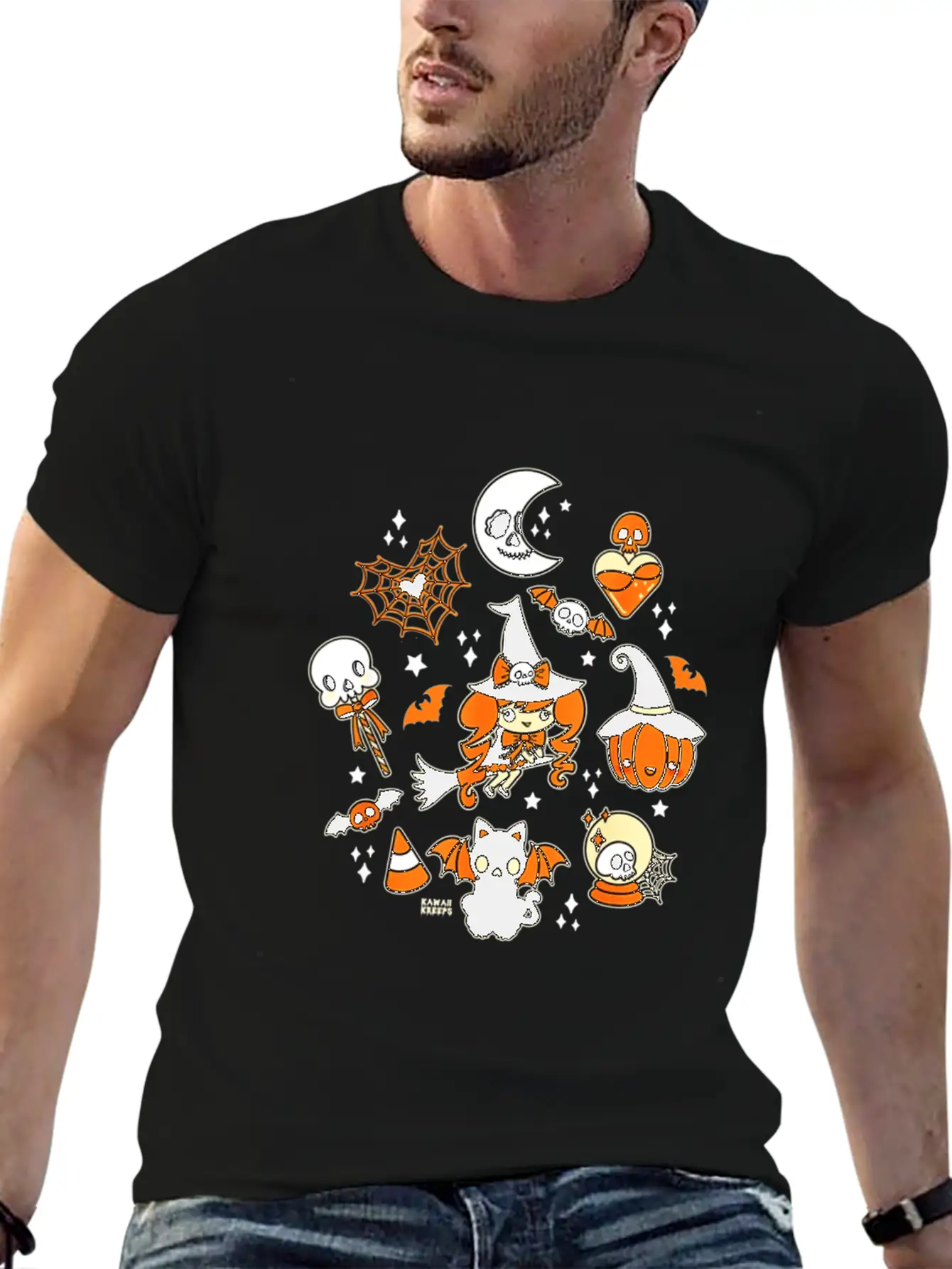 Halloween Doodle Vintage Witchy Magical PastelGoth Essential Cotton Tee For Daily Outfits – Unisex Style