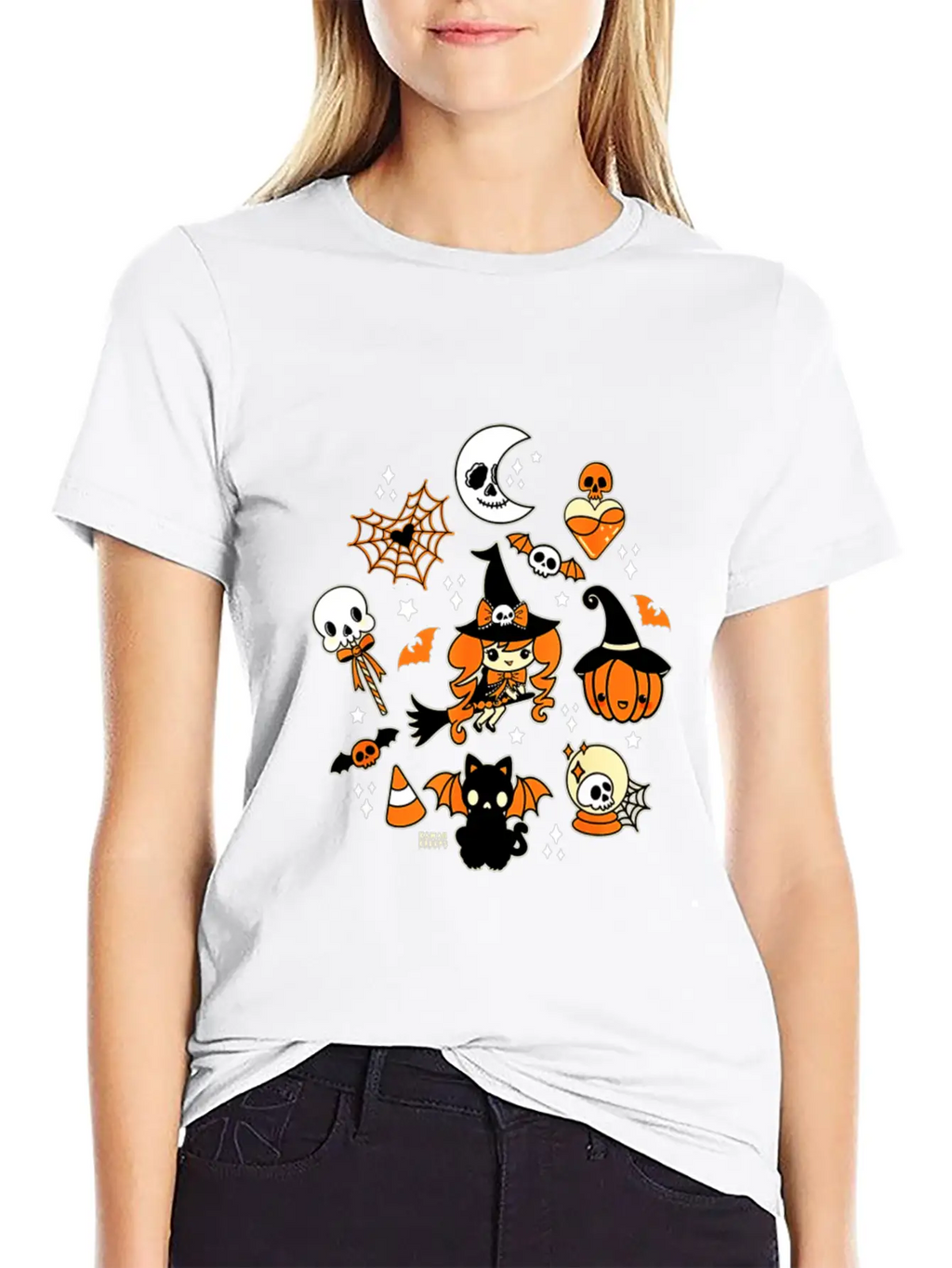 Halloween Doodle Vintage Witchy Magical PastelGoth Essential Cotton Tee For Daily Outfits – Unisex Style