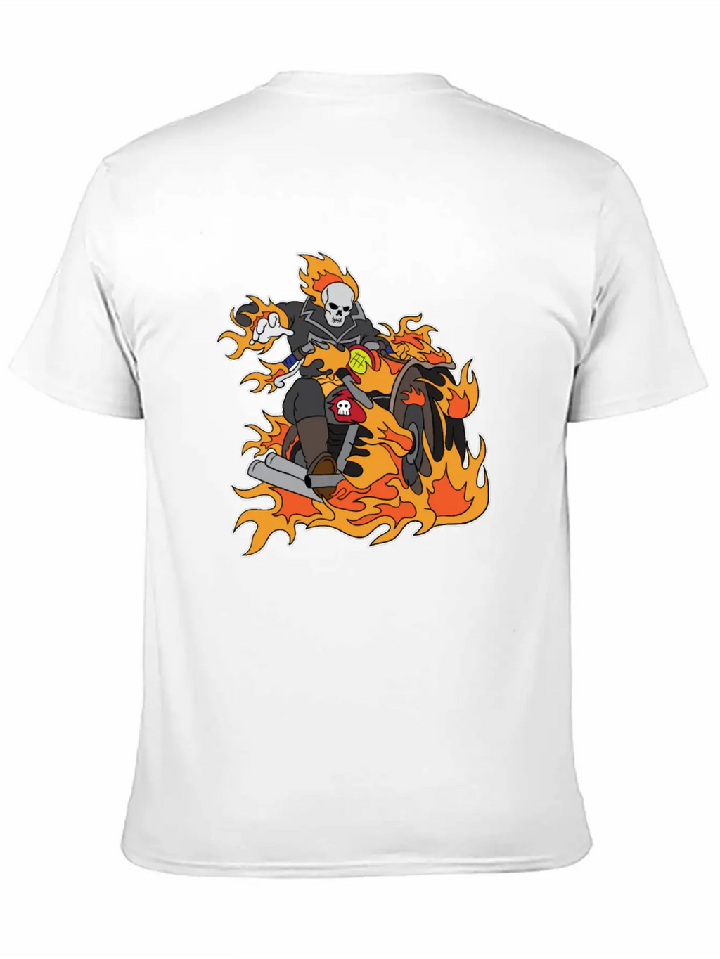 Halloween Ghostrider Motorbike Fire Skeleton Breathable Graphic T-Shirt – Perfect For Casual Days