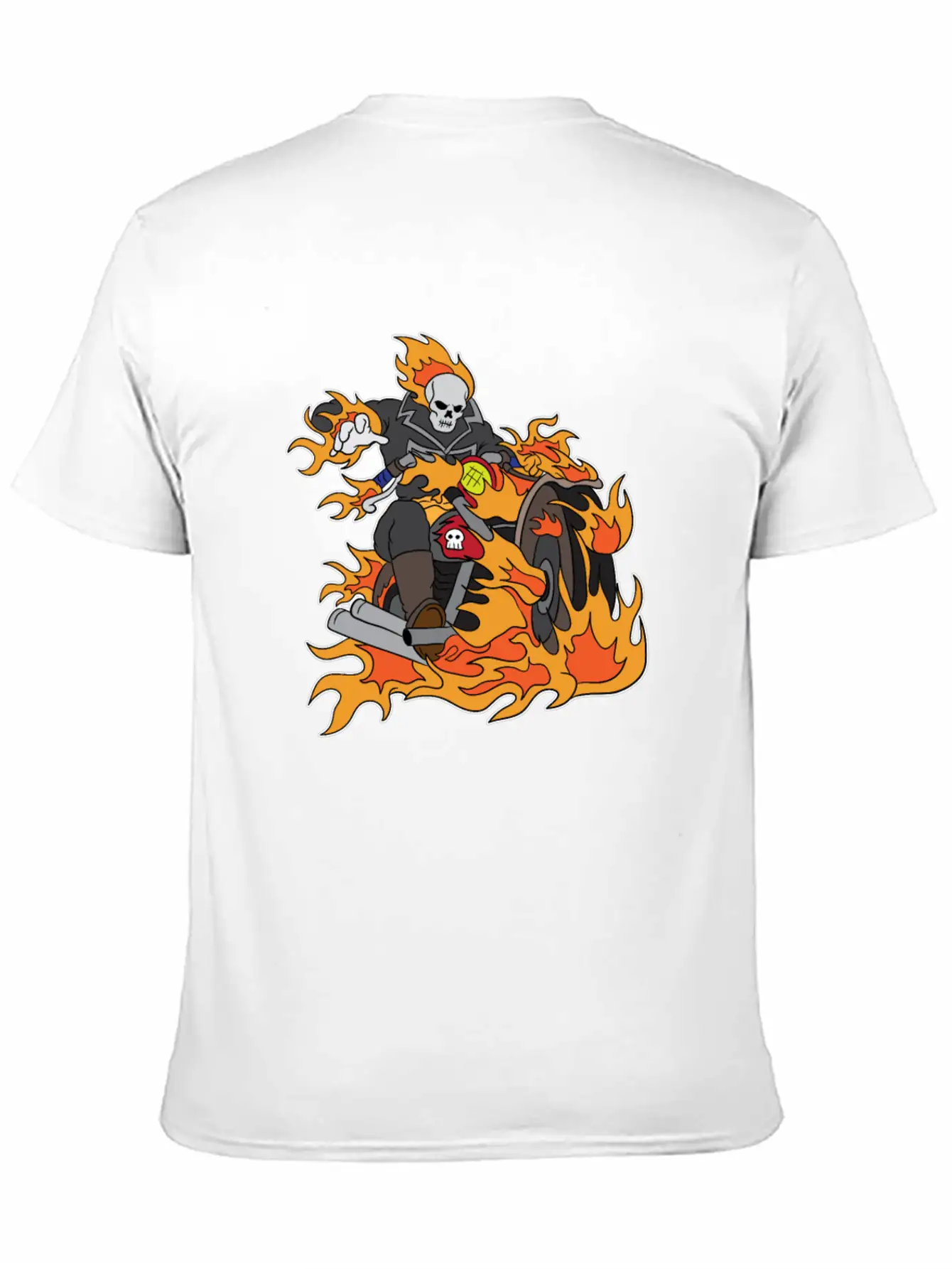 Halloween Ghostrider Motorbike Fire Skeleton Breathable Graphic T-Shirt – Perfect For Casual Days