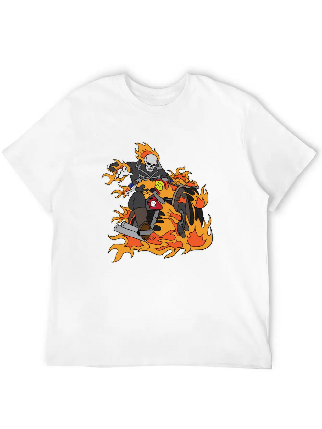 Halloween Ghostrider Motorbike Fire Skeleton Breathable Graphic T-Shirt – Perfect For Casual Days