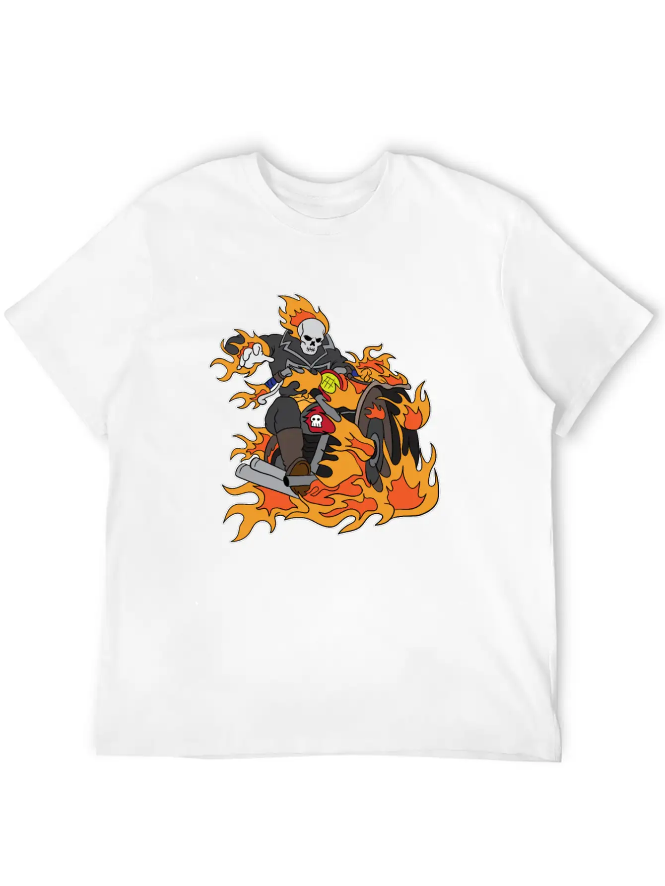 Halloween Ghostrider Motorbike Fire Skeleton Breathable Graphic T-Shirt – Perfect For Casual Days