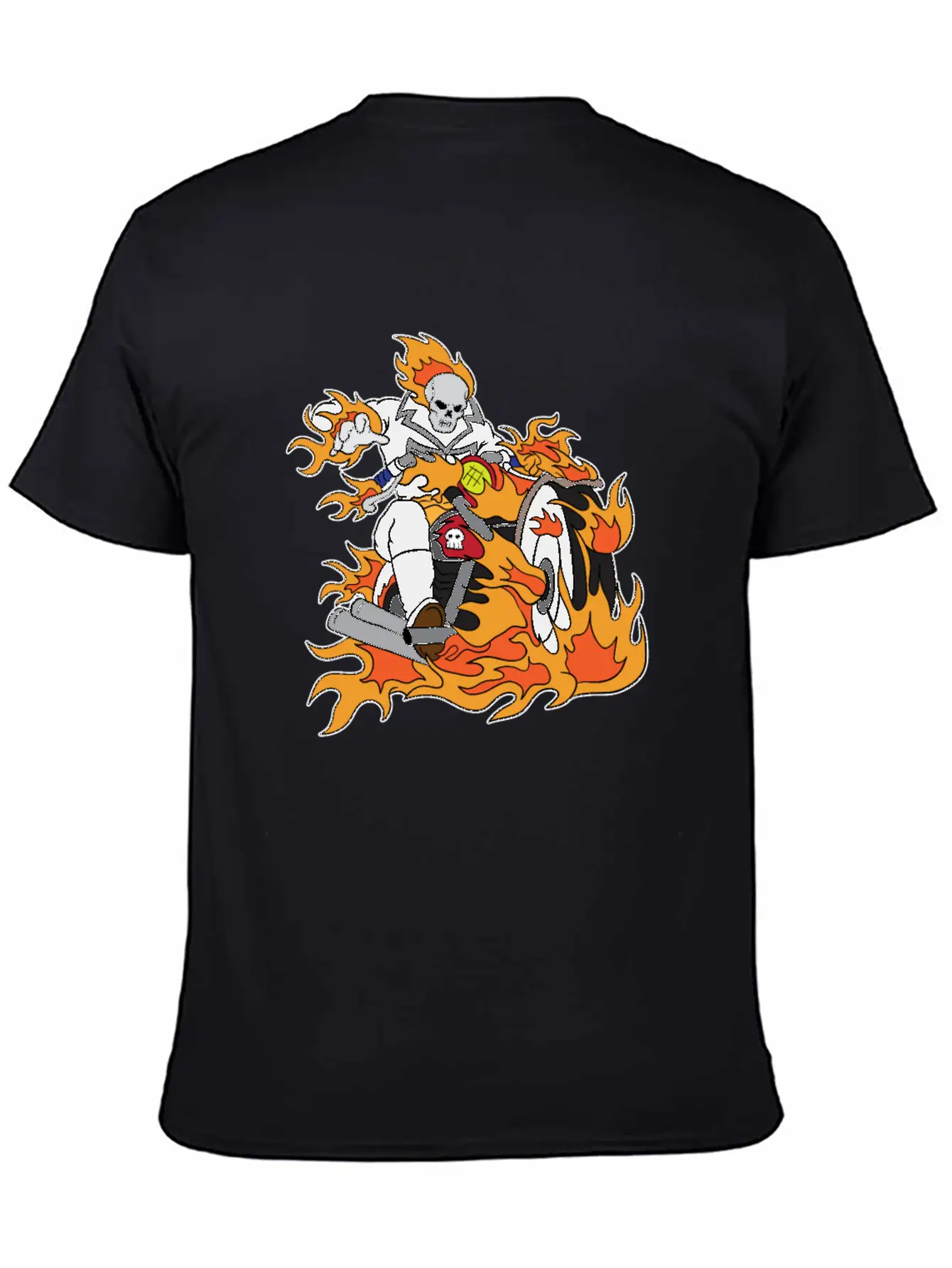Halloween Ghostrider Motorbike Fire Skeleton Breathable Graphic T-Shirt – Perfect For Casual Days