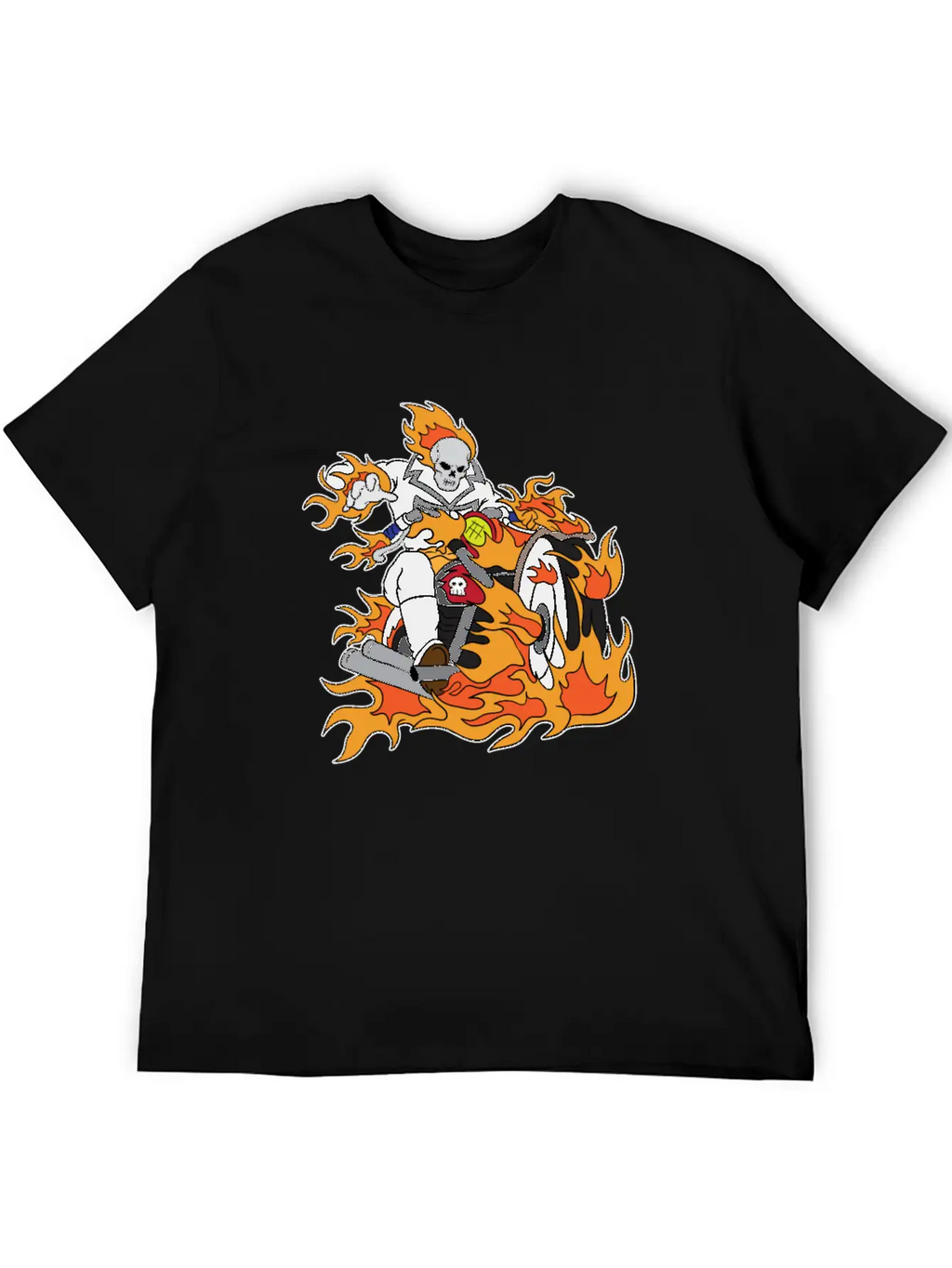 Halloween Ghostrider Motorbike Fire Skeleton Breathable Graphic T-Shirt – Perfect For Casual Days