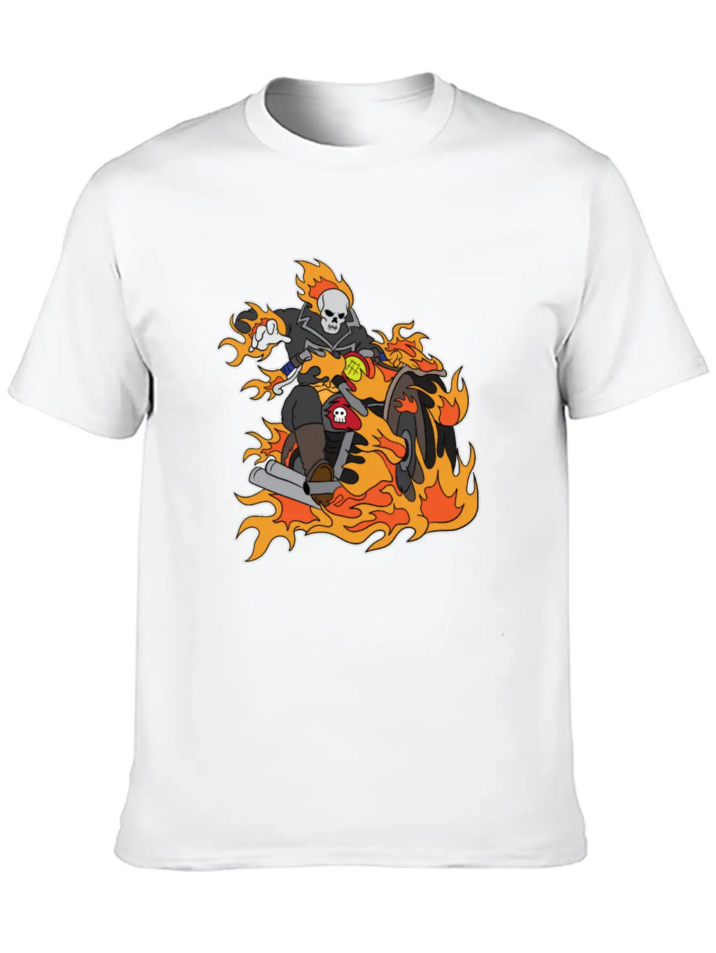Halloween Ghostrider Motorbike Fire Skeleton Breathable Graphic T-Shirt – Perfect For Casual Days